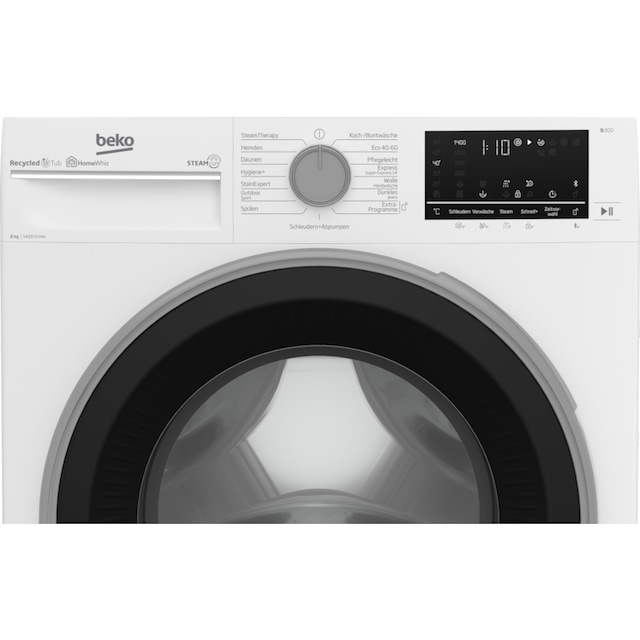 BEKO Waschmaschine, b300, B3WFU58415W1, 8 kg, 1400 U/min, SteamCure - 99%  allergenfrei auf Raten | BAUR