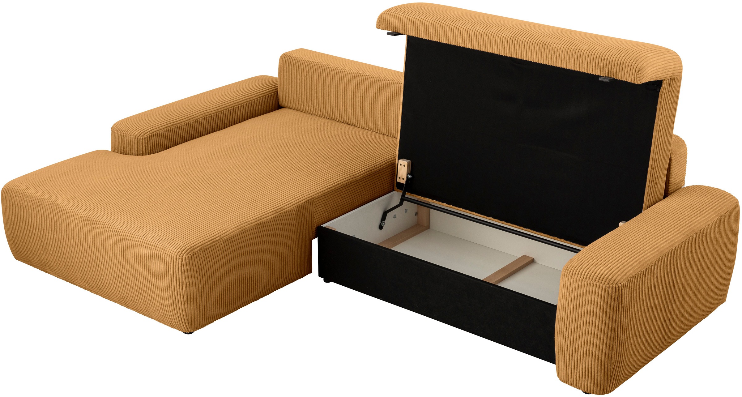 INOSIGN Ecksofa »TORGE (264cm), Schlafsofa in Cord, Samtvelours o Struktur fein, L-Form«, Schlaffunktion, Bettkasten, Liegefläche: 125/210 cm