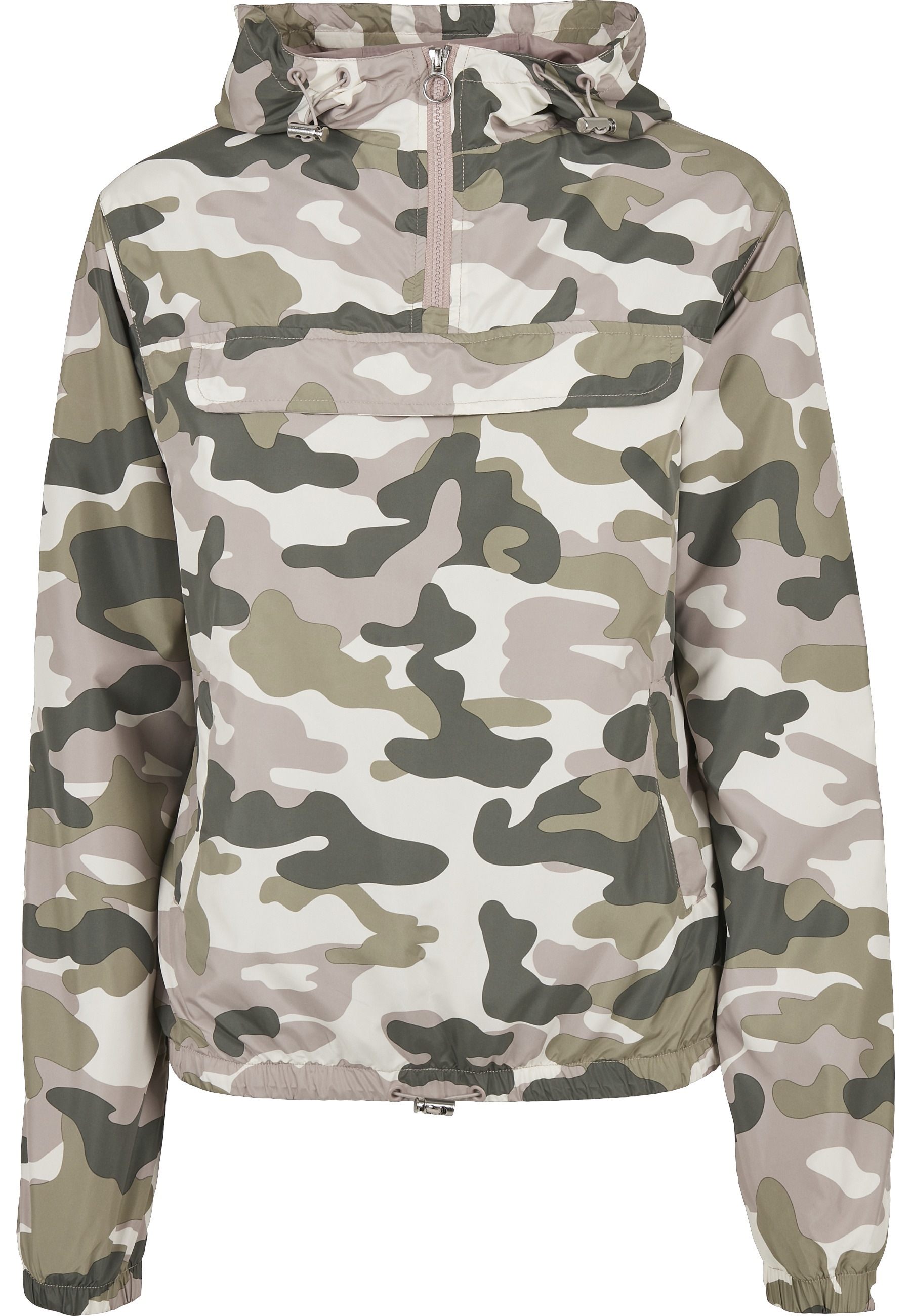 URBAN CLASSICS Outdoorjacke "Urban Classics Damen Ladies Camo Pull Over Jacket" 1 Stk. tlg. mit Kapuze