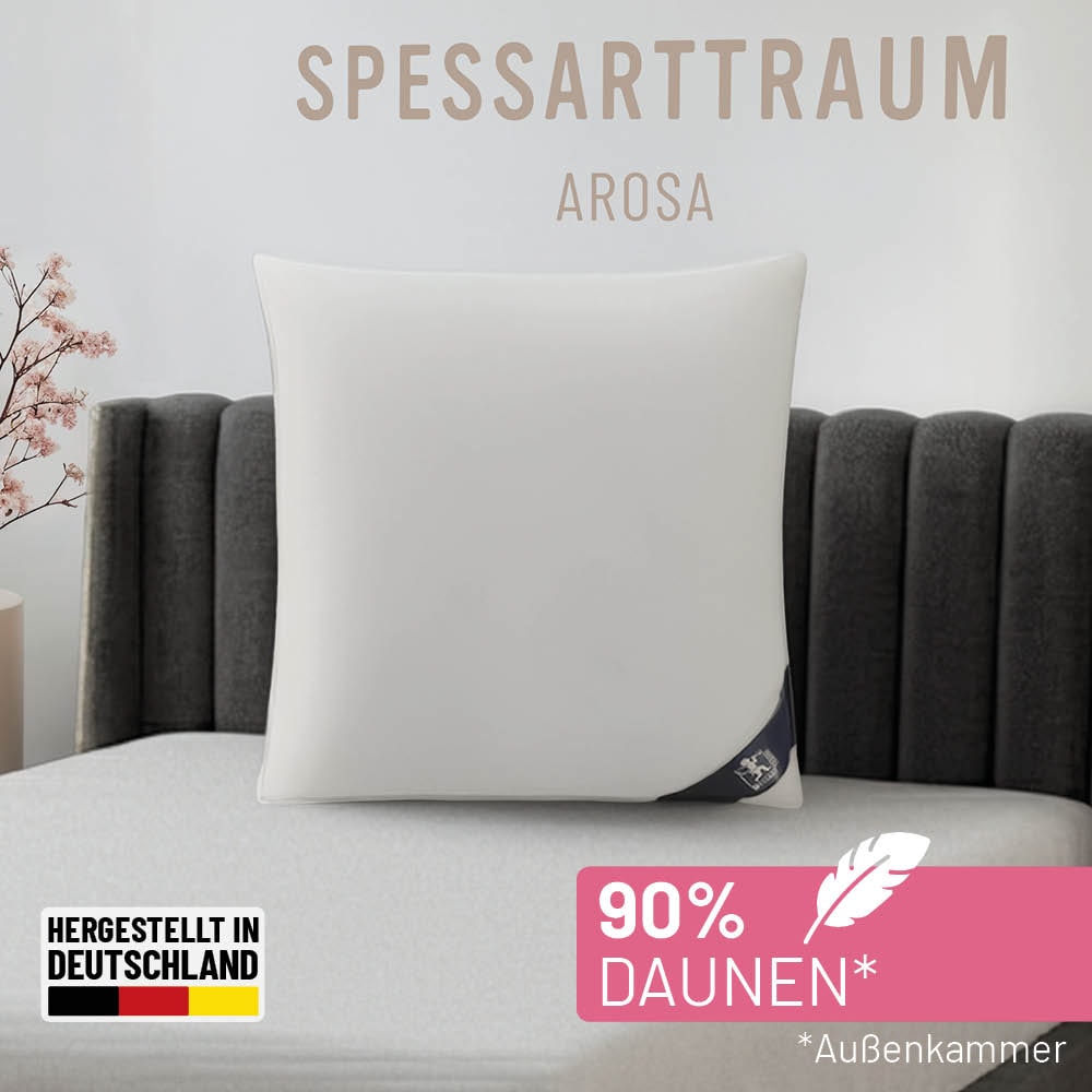 SPESSARTTRAUM 3-Kammer-Kopfkissen "Arosa Kissen in 40x80 & 80x80 cm" Füllung: 90% Daune & 10 % Federn 1 Stk. tlg. Kissenfüllung durch den Downpass zertifiziert, Made in Germany