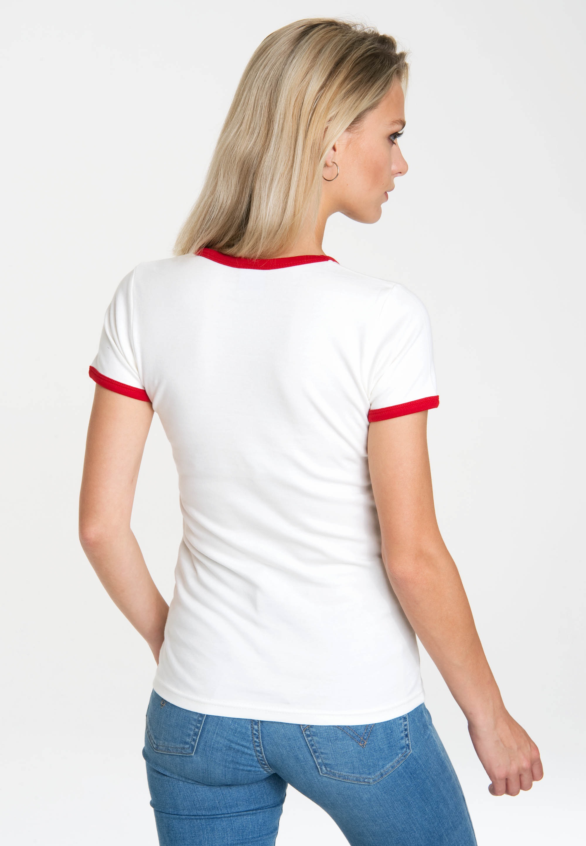 T-Shirt LOGOSHIRT "Lucky Luke", Damen, Gr. M, weiß (weiß, rot), 100% Baumwolle, bedruckt, normal, Rundhals, Shirts T-Shirt, mit lizenziertem Originaldesign 3