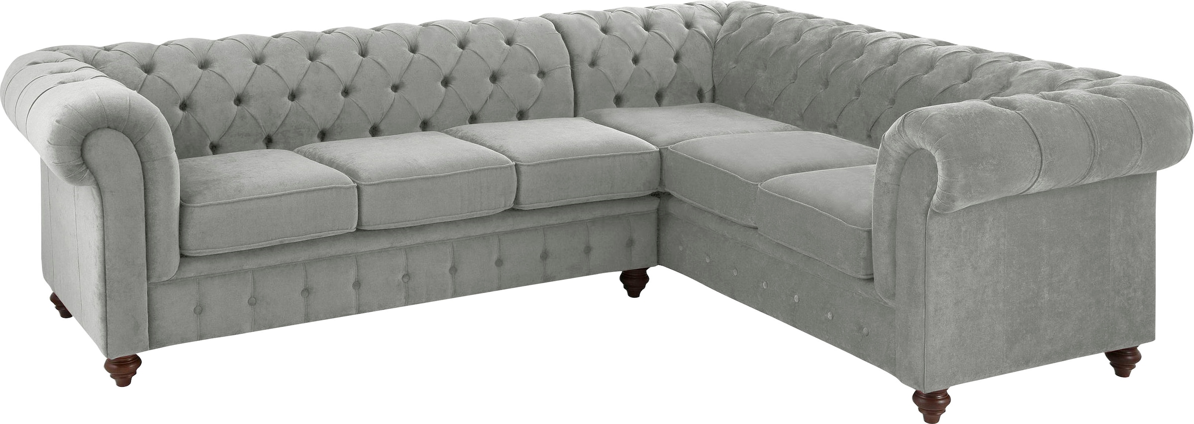 Home affaire Chesterfield-Sofa »Duc Ecksofa L-Form«, hochwertige Knopfheftung im Rücken, Samtoptik mit changierender Optik