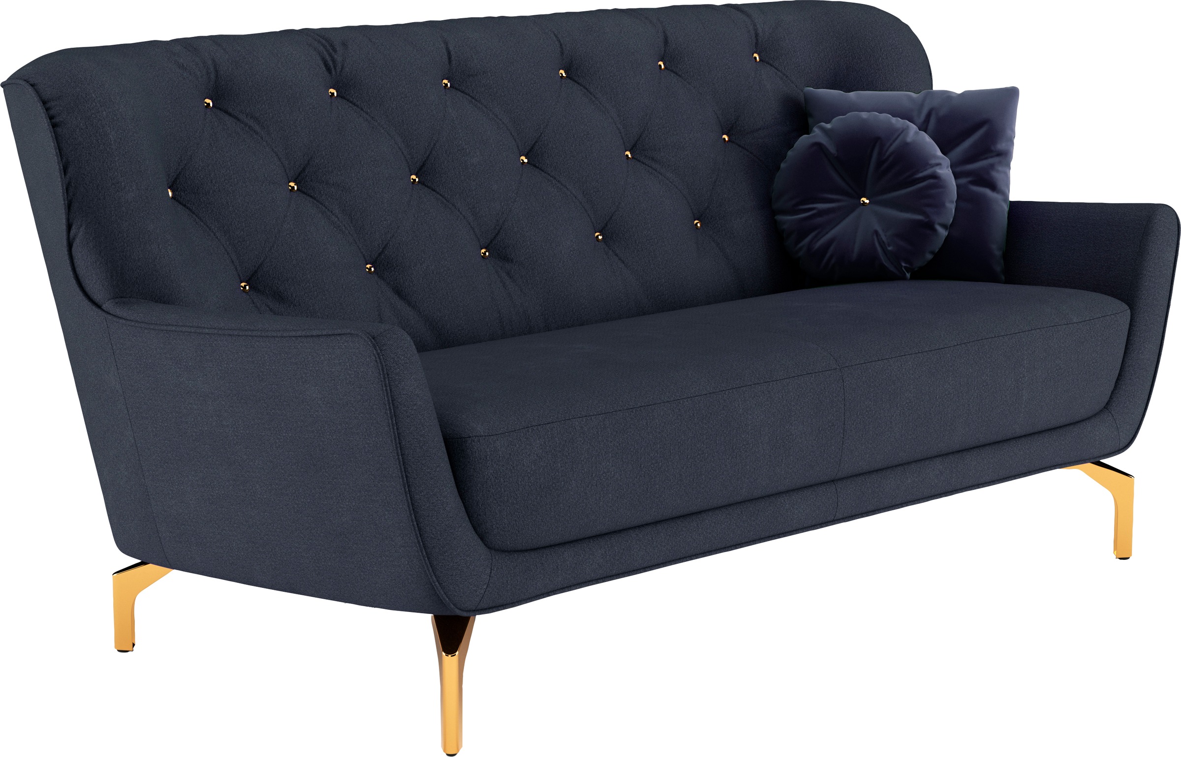 sit&more 3-Sitzer »Orient 3«, inkl. 2 Zierkissen mit Strass-Stein, goldfarbene Metallfüße