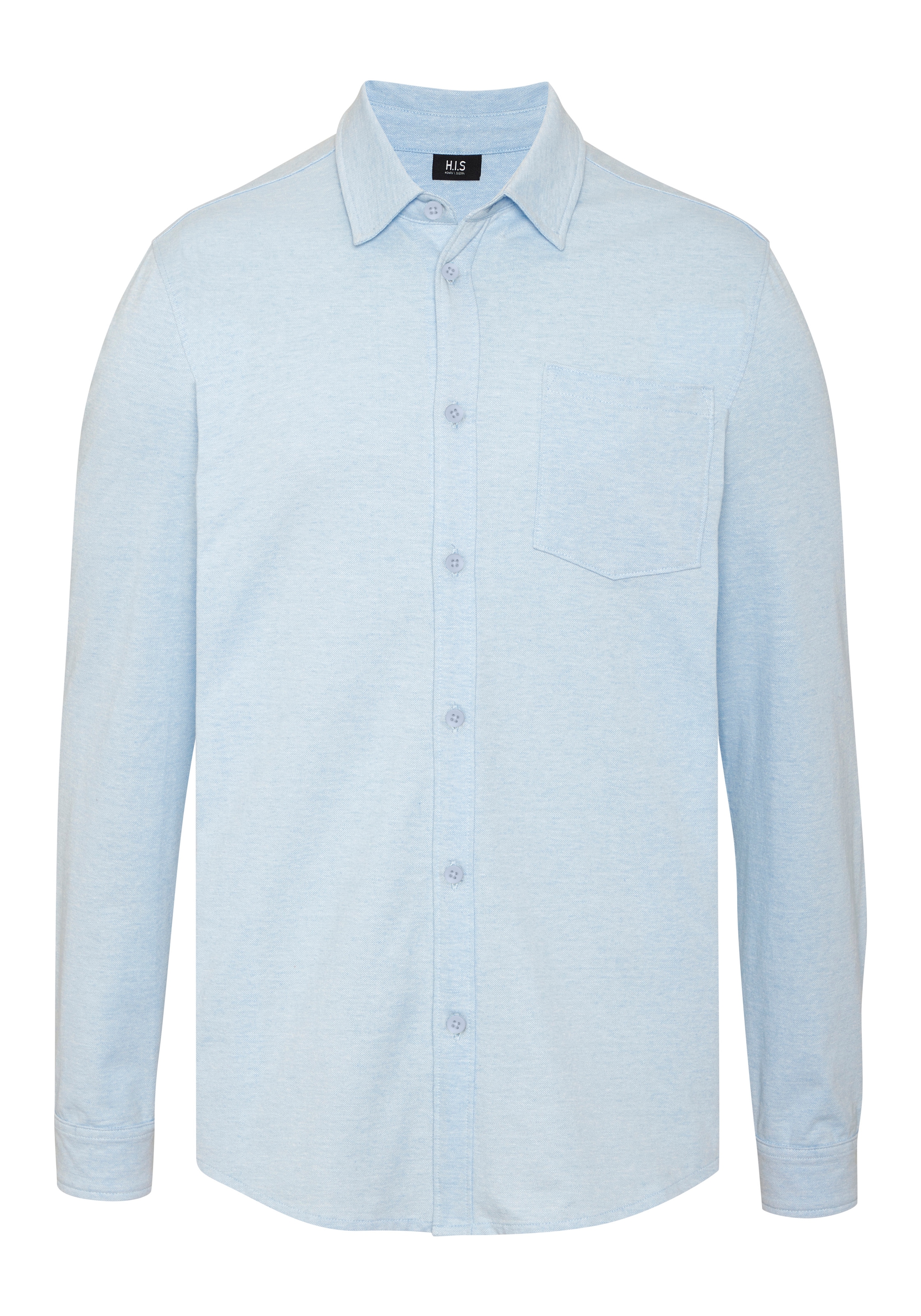 H.I.S Langarmhemd »- leicht strukturiertes Piqué Hemd aus angenehmer Shirt-Qualität« klassischer Kragen, tonige Knöpfe, weiche Baumwoll-Pikee-Qualität