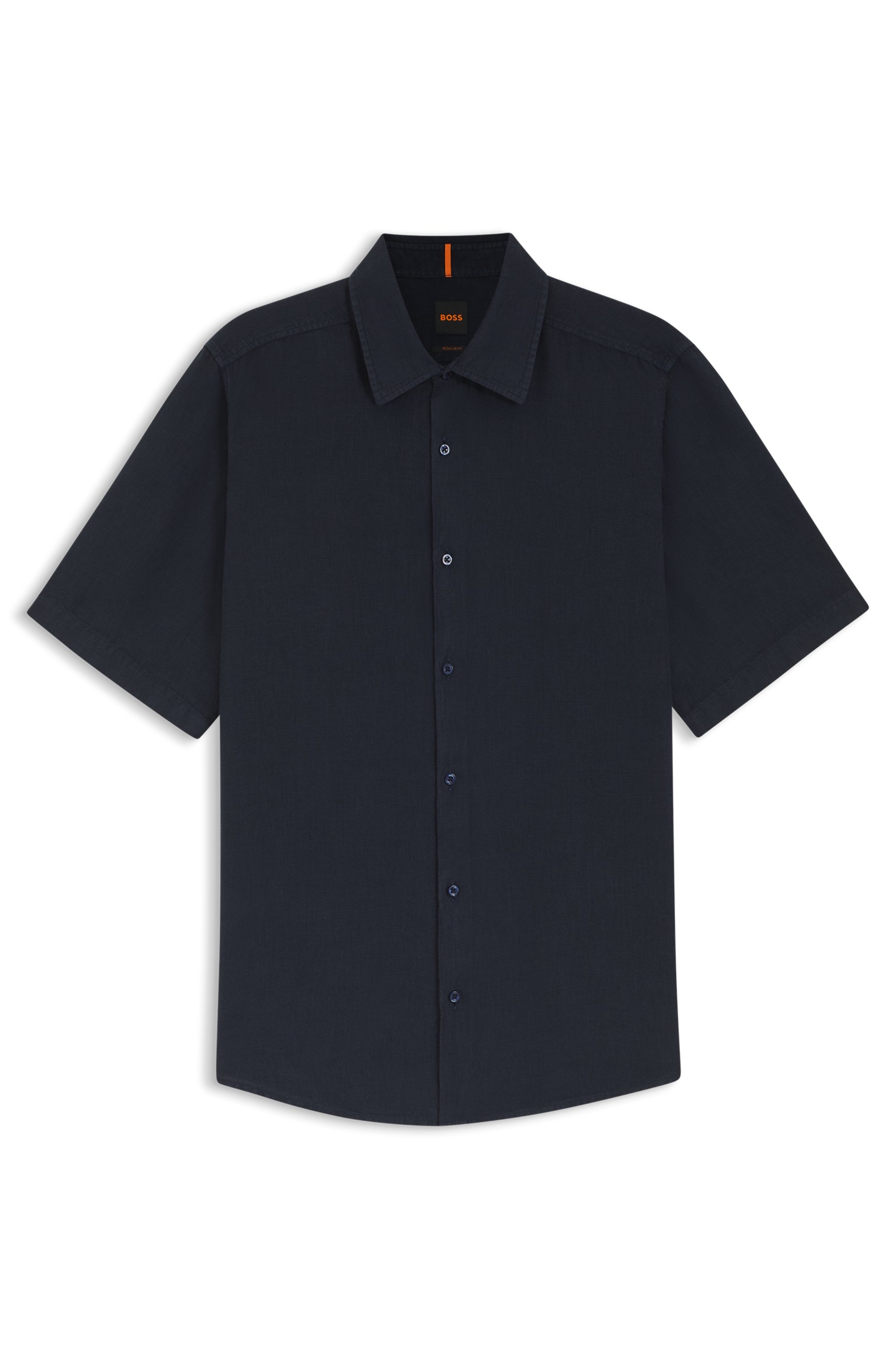 BOSS ORANGE Kurzarmhemd »Rash Premium Herrenmode« aus reinem Leinen, regular fit