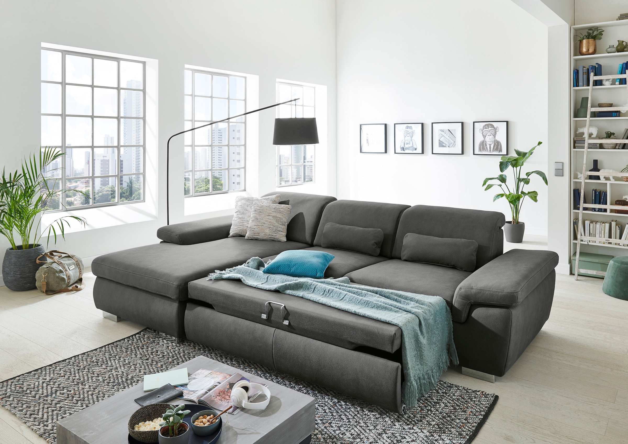 Die PlanBar Ecksofa »MP-IN17041 L-Form«, mit Sitztiefenverstellung, optional Kopfteilverstellung & Bettfunktion