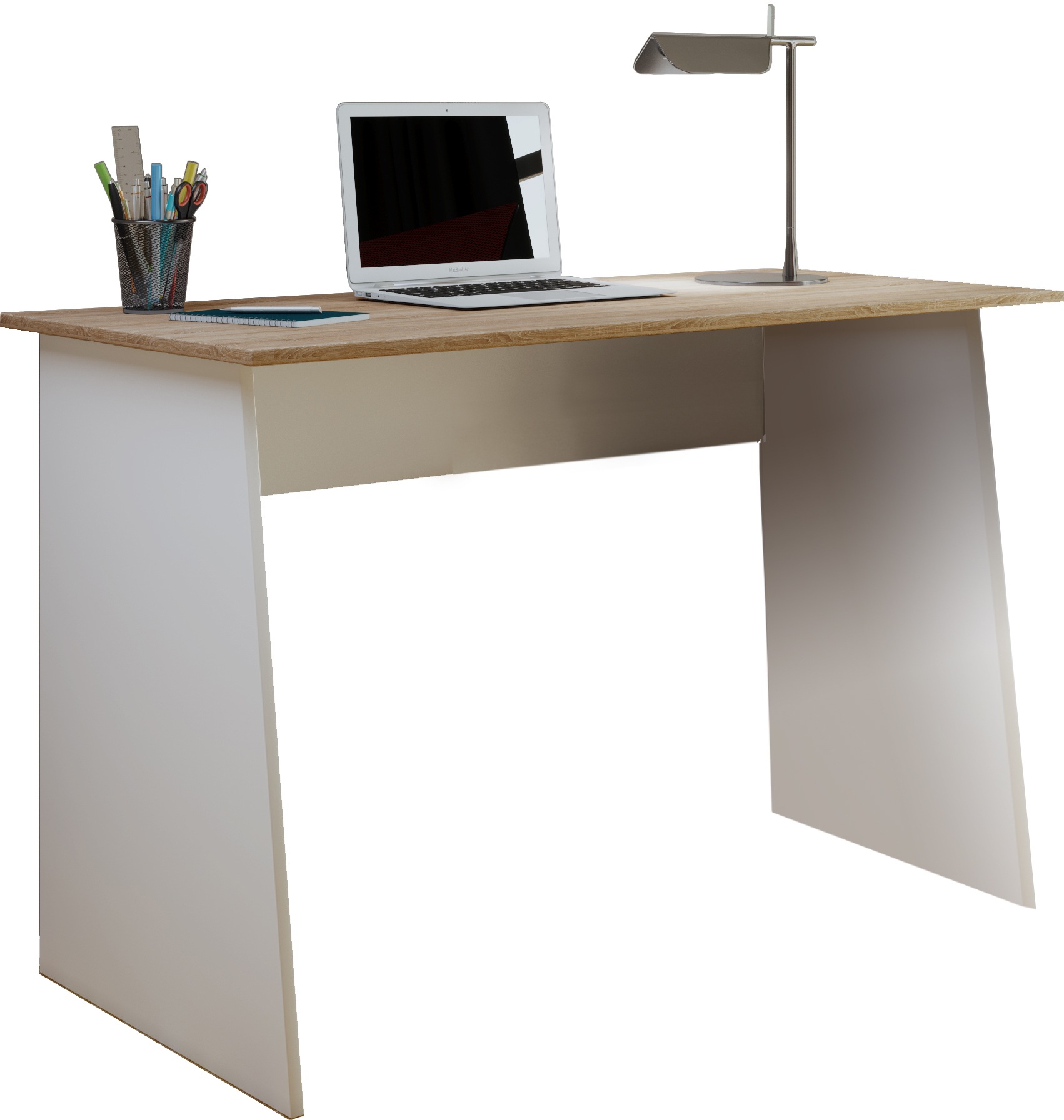 Schreibtisch VCM "Holz Schreibtisch Computertisch Masola Maxi", braun (weiß, sonoma, eiche), B:110cm T:50cm, Tische, Schreibtisch - B/H/T: 110cm x 50c
