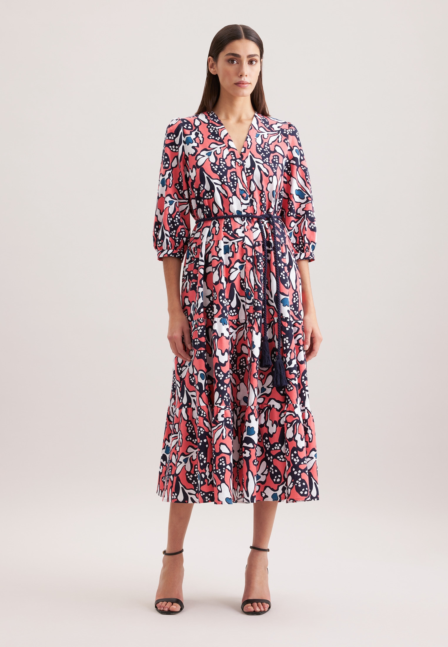 seidensticker Sommerkleid "Schwarze Rose" 7/8 V-Neck Druck günstig online kaufen