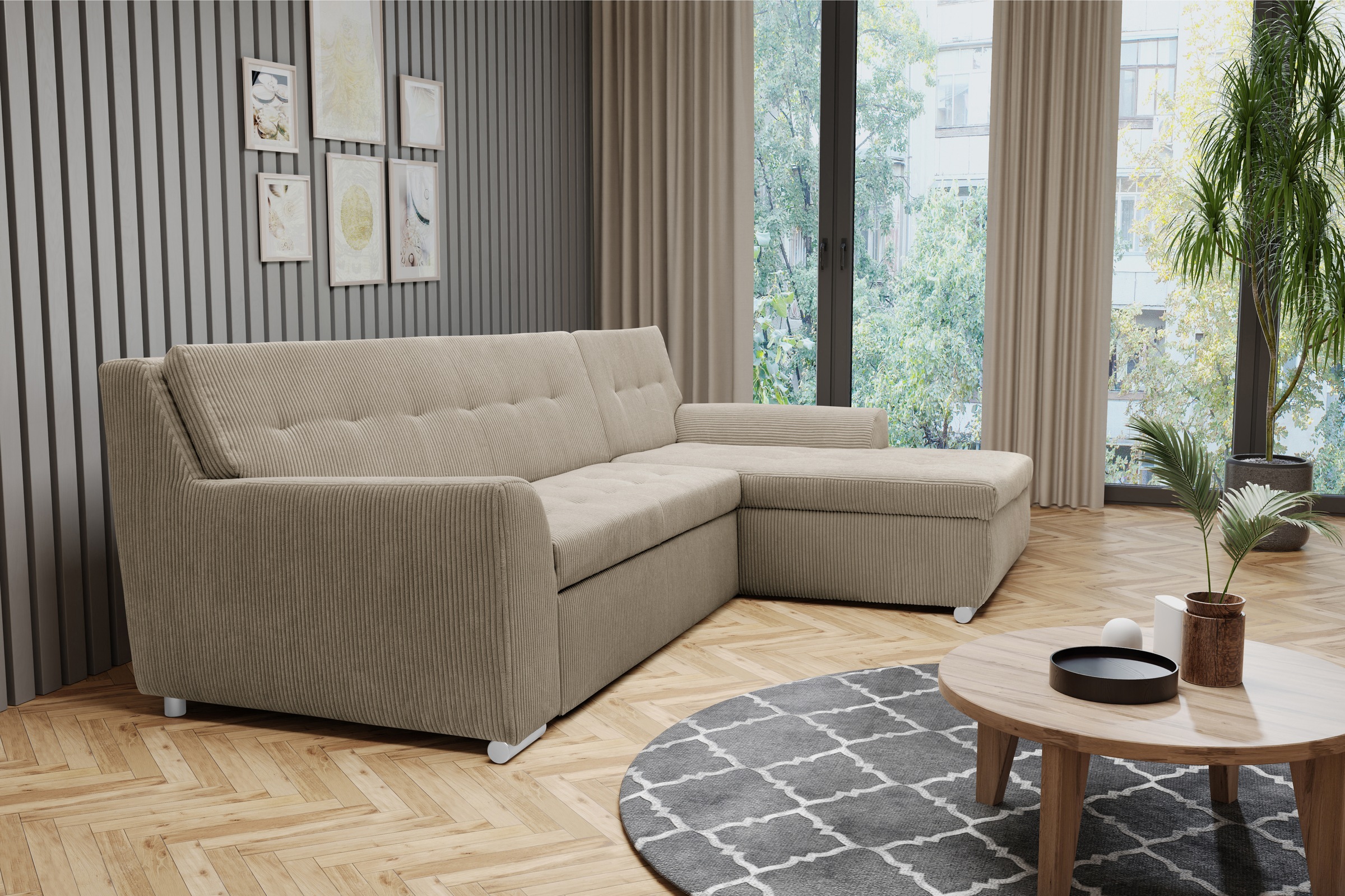 DOMO collection Ecksofa "Treviso viele Bezüge, auch in Cord, L-Form, B/T/H: günstig online kaufen