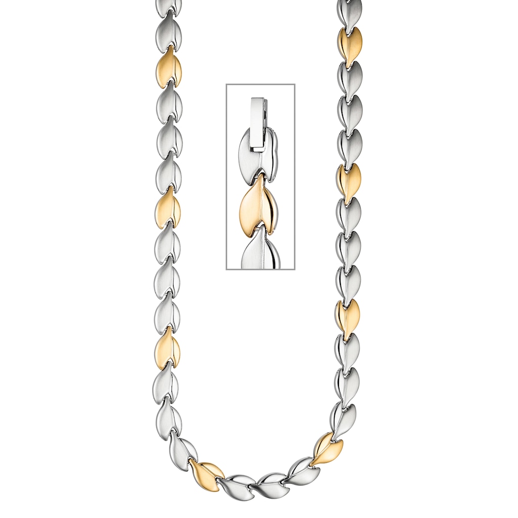 JOBO Kette ohne Anhänger »Halskette in Bicolor-Optik«, Edelstahl goldfarben 45 cm
