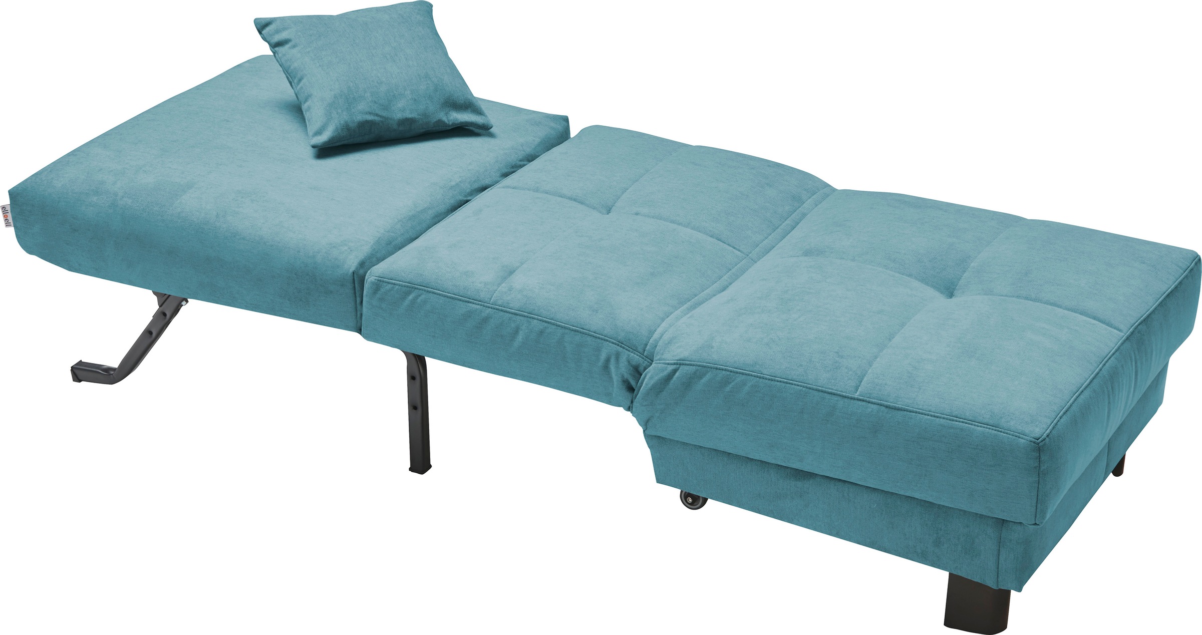 Schlafsofa ELL + ELL "Tilda", blau (petrol), B:85cm H:90cm T:100cm, 100% Polyester, Sofas, Schlafsofa, Breite 85 cm, inkl. 1 Zierkissen 3
