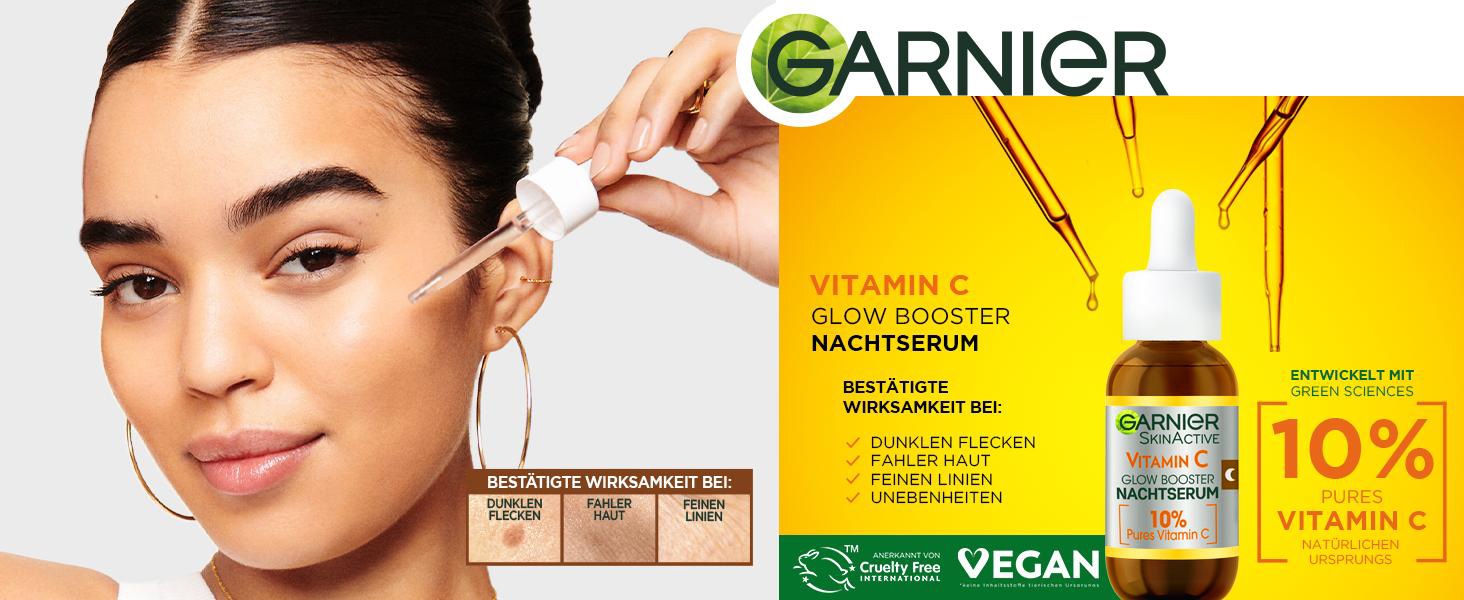 GARNIER Gesichtsserum »Garnier Vitamin C Glow Booster Nachtserum«, mit hoher Wirksamkeit
