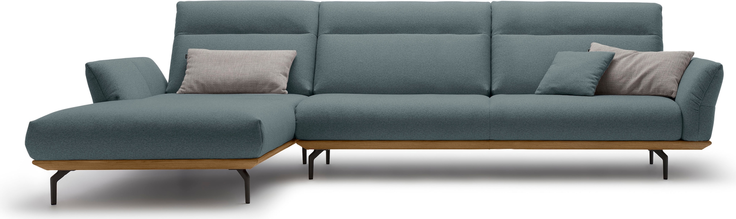 Creation BY ROLF BENZ Ecksofa "CR.460 Designsofa mit erstklassigem Sitzkomfort" Sockel in Nussbaum, Winkelfüße in Umbragrau, Breite 338 cm