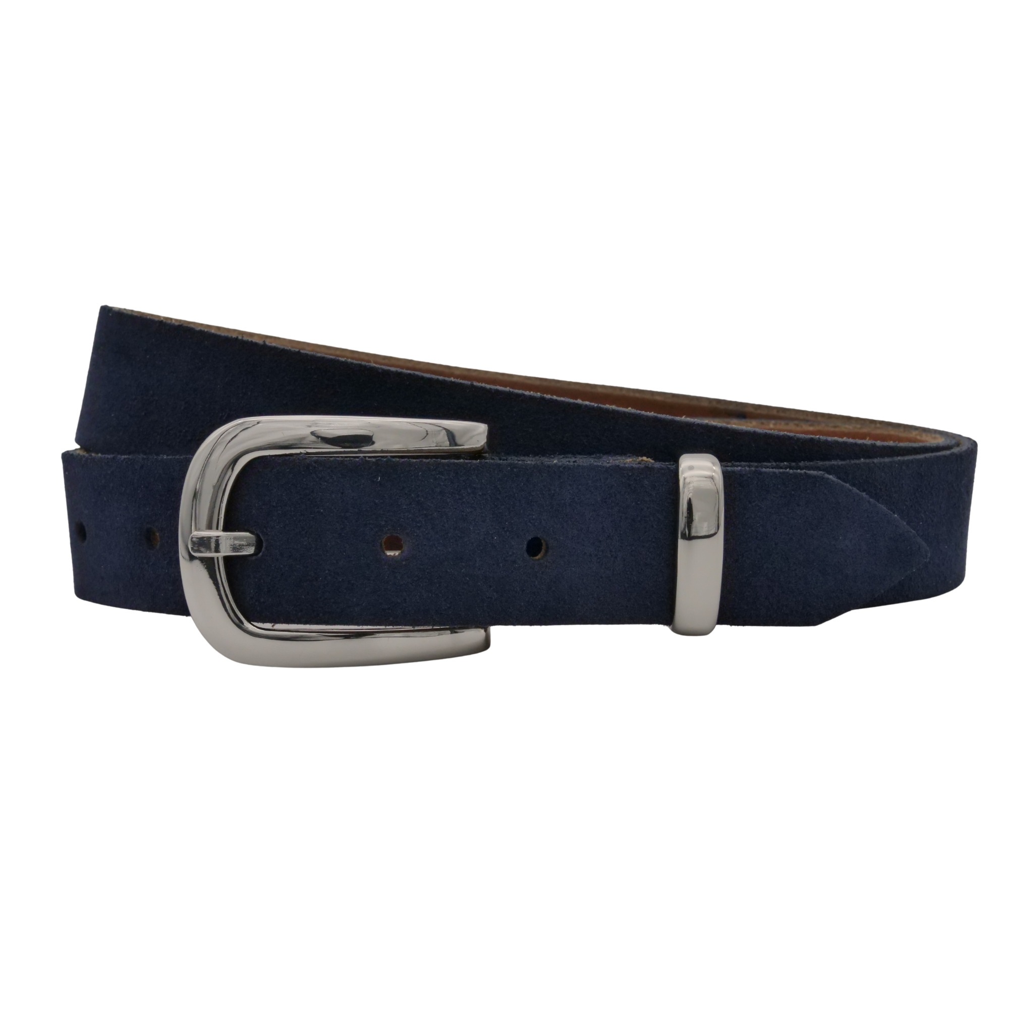 Ledergürtel ANNAMATONI "AnnaMatoni Damen Ledergürtel in hochwertigem Velour Leder 3cm", Damen, Gr. TW110 - 125cm Gesamtlänge, marine 490, 100% Leder, Gürtel Ledergürtel