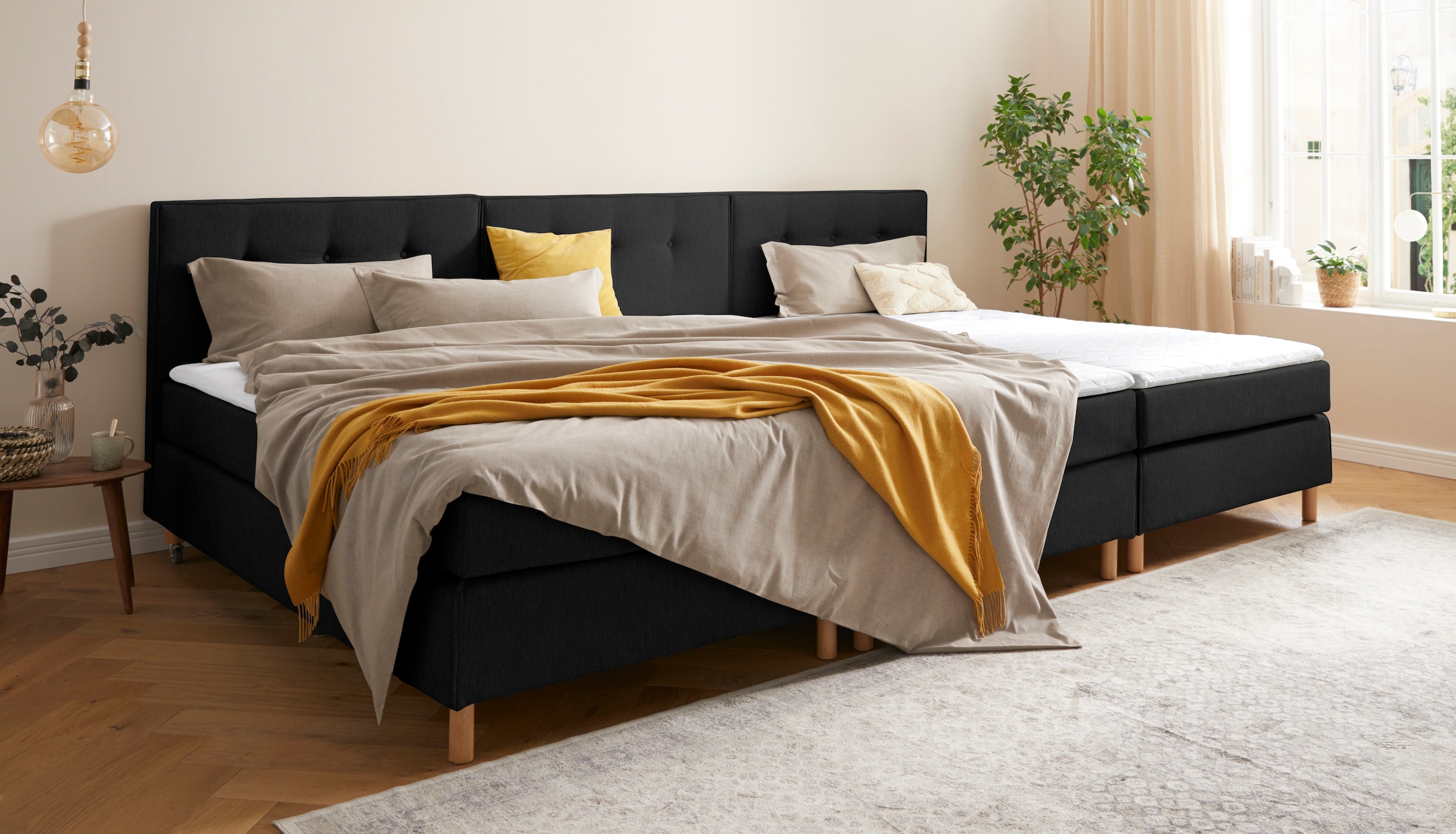 Home affaire Boxspringbett »Heimatblick 100x200cm beliebig erweiterbar zu Doppel- und Familienbett«, Einzelbett, Hotelbett erhältlich in H2,H3 & H4