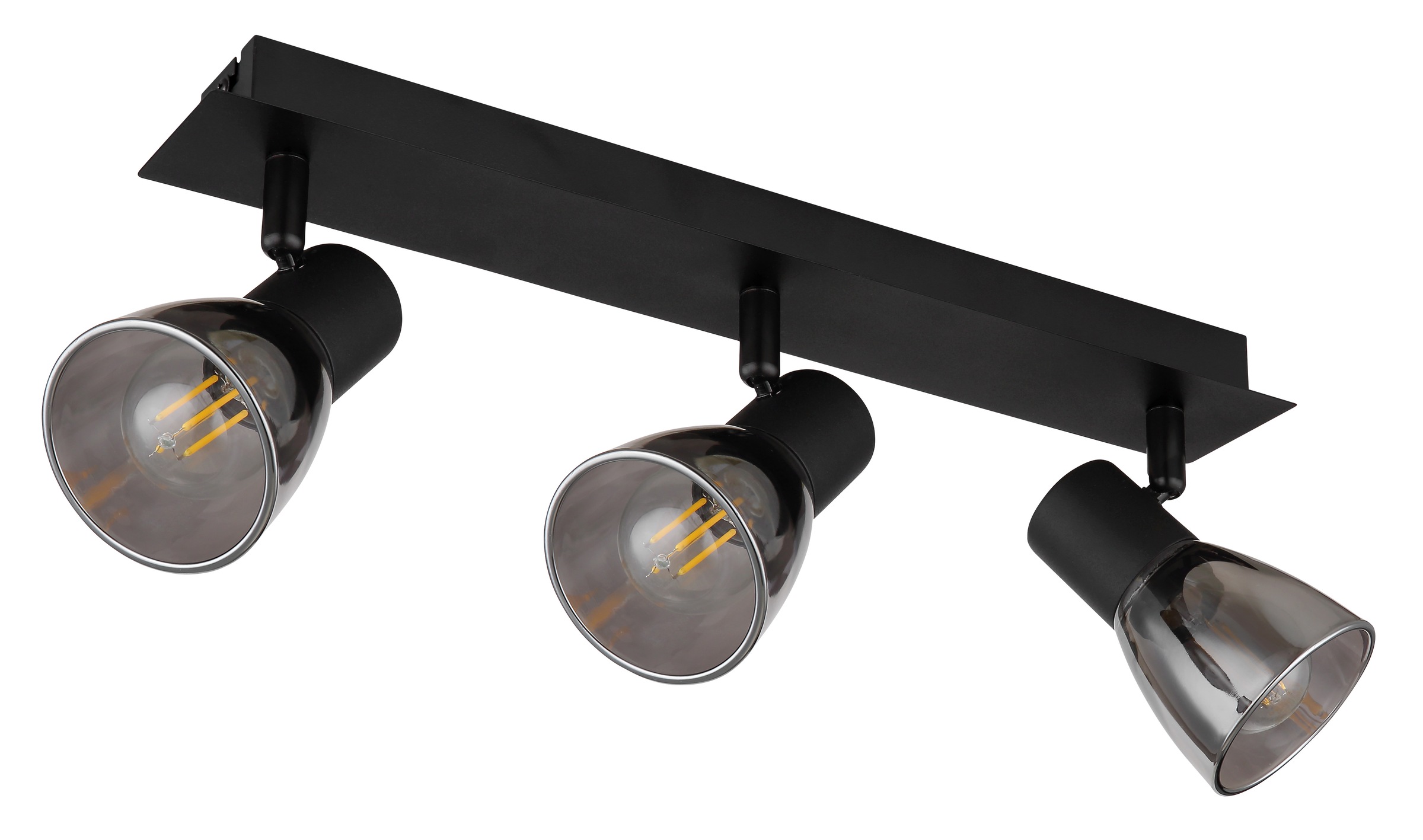 GLOBO LIGHTING Deckenstrahler »CLAUDE«, Leuchtmittel E14 | ohne Leuchtmittel, Deckenspot/schwarz/Glas rauchfarben/LxBxH: 400x70x155mm