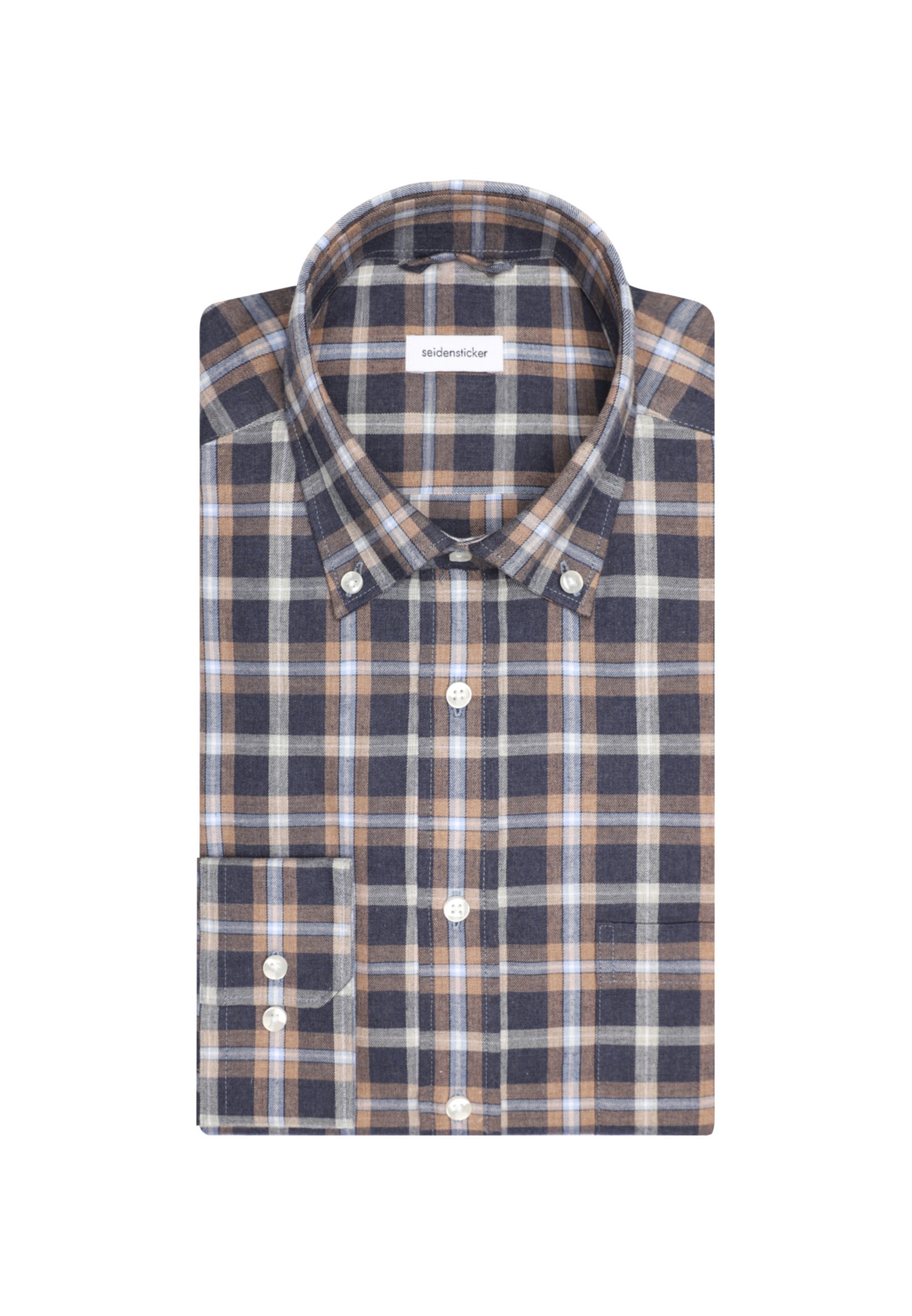 seidensticker Flanellhemd »Comfort«, Comfort Langarm Button-Down-Kragen Karo