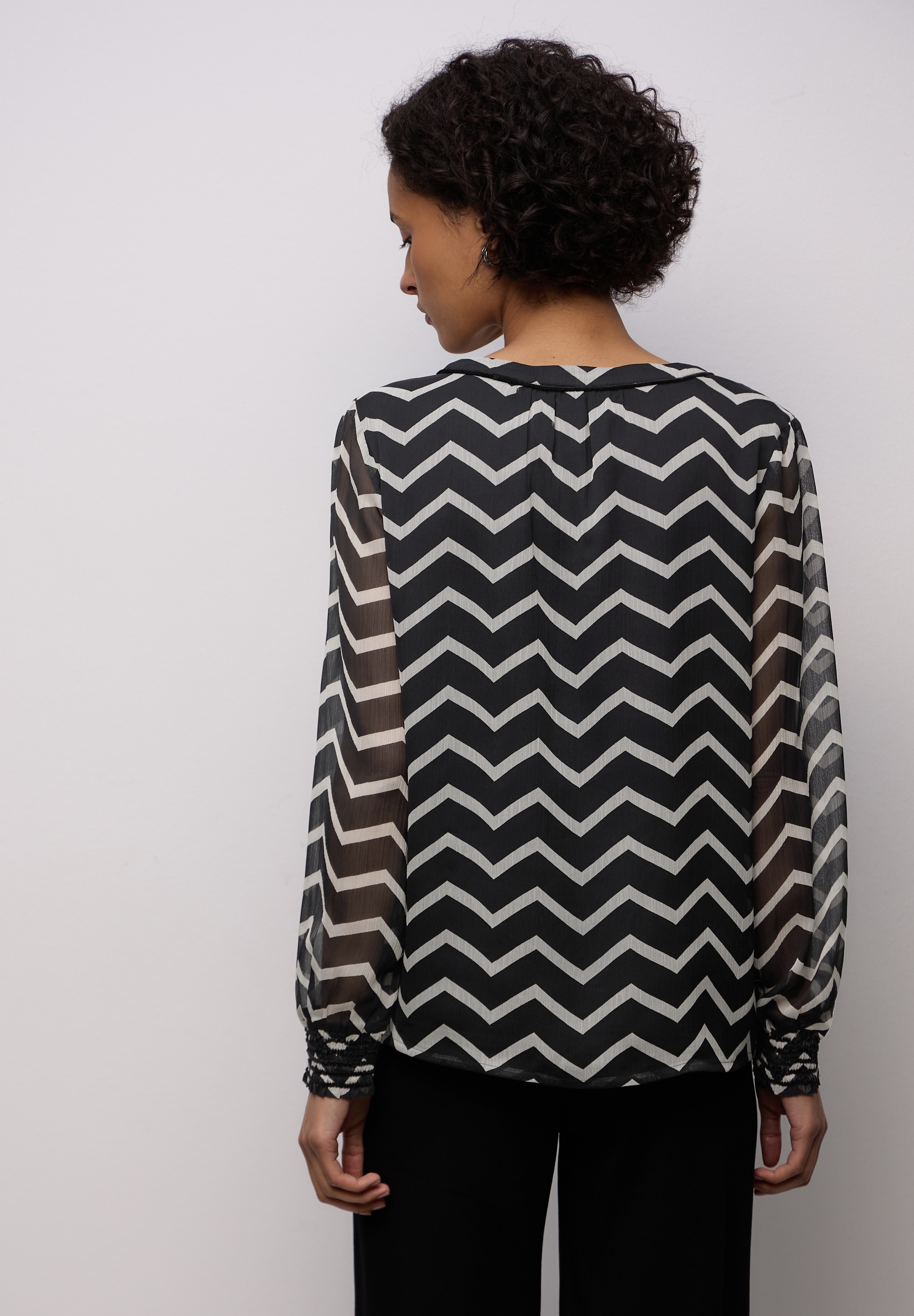 STREET ONE Langarmbluse mit Zick Zack Muster günstig online kaufen