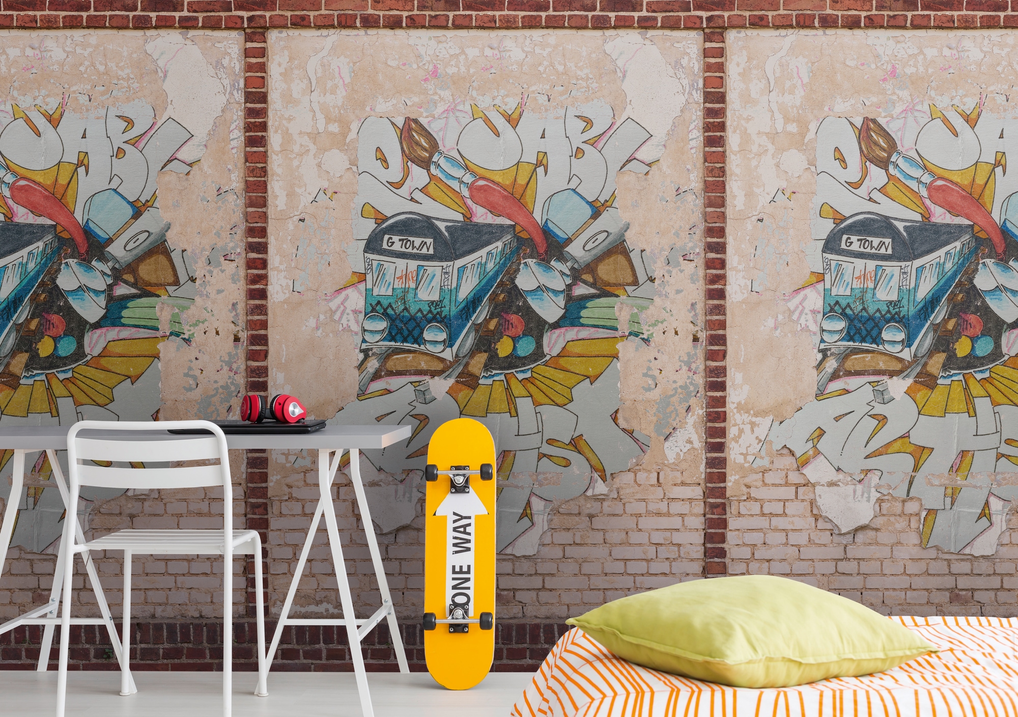 living walls Fototapete gemustert matt neutral glatt Graffiti Steinwand Tapeten Wohnzimmer Schlafzimmer Küche Design Optik