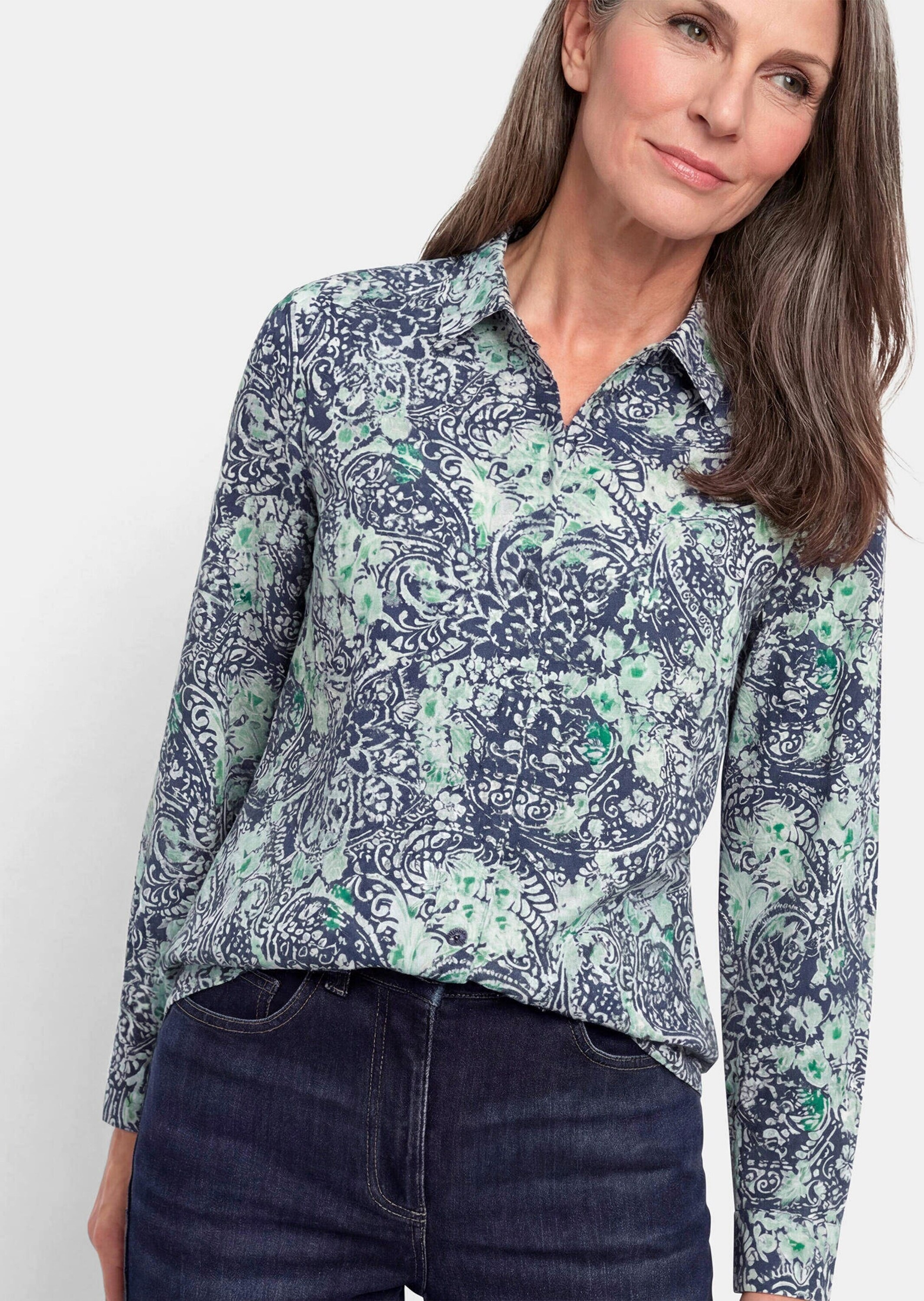 GOLDNER Hemdbluse »Hemdbluse mit Paisley-Druck« Sattel im Rückteil