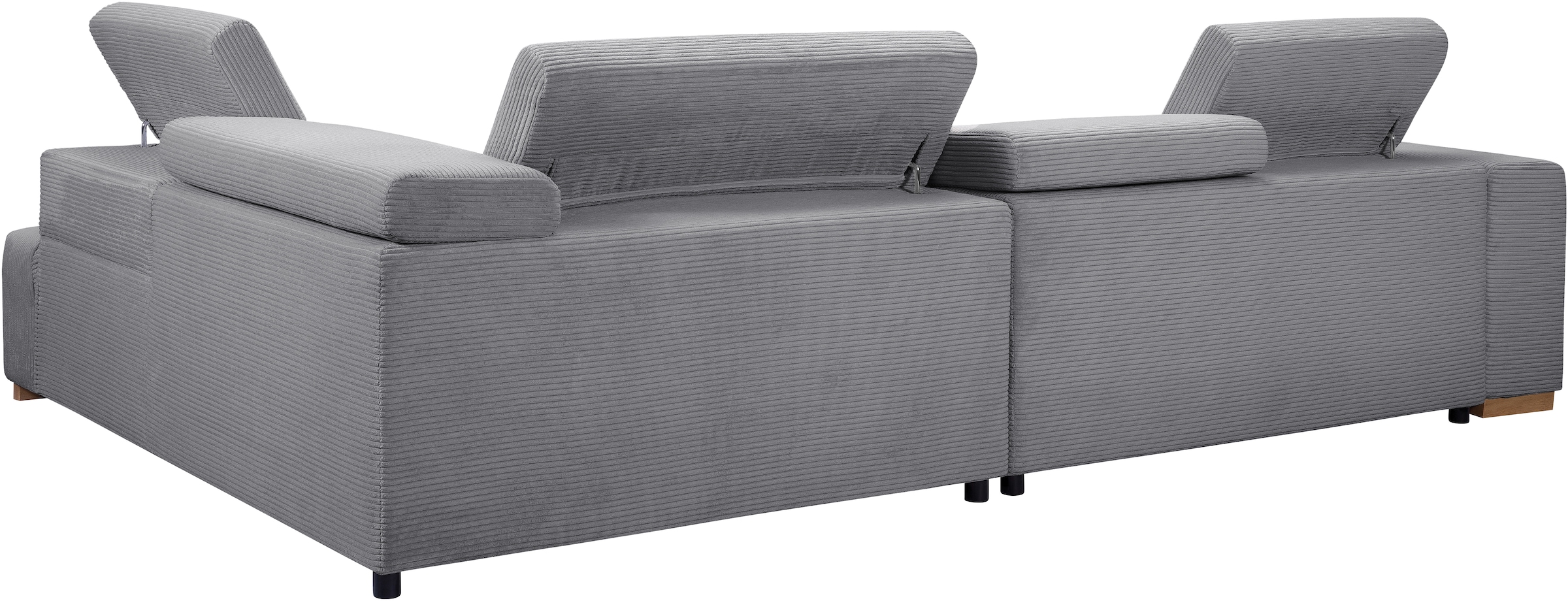 exxpo - sofa fashion Ecksofa »Elianos, hoher Sitzkomfort, aufwendige Kreuzsteppung im Sitz, L-Form«, Kopfteile & Sitztiefe verstellbar, ohne Bettfunktion, Cord, grey