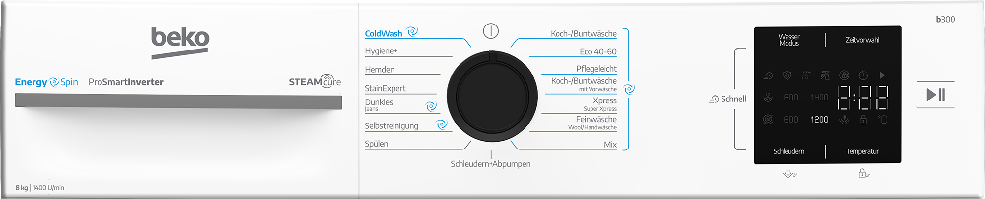 BEKO Waschmaschine »BM3WFU3841X« 8 kg 1400 U/min EnergySpin – optimierte Waschbewegungen für gründliche Reinigung.
