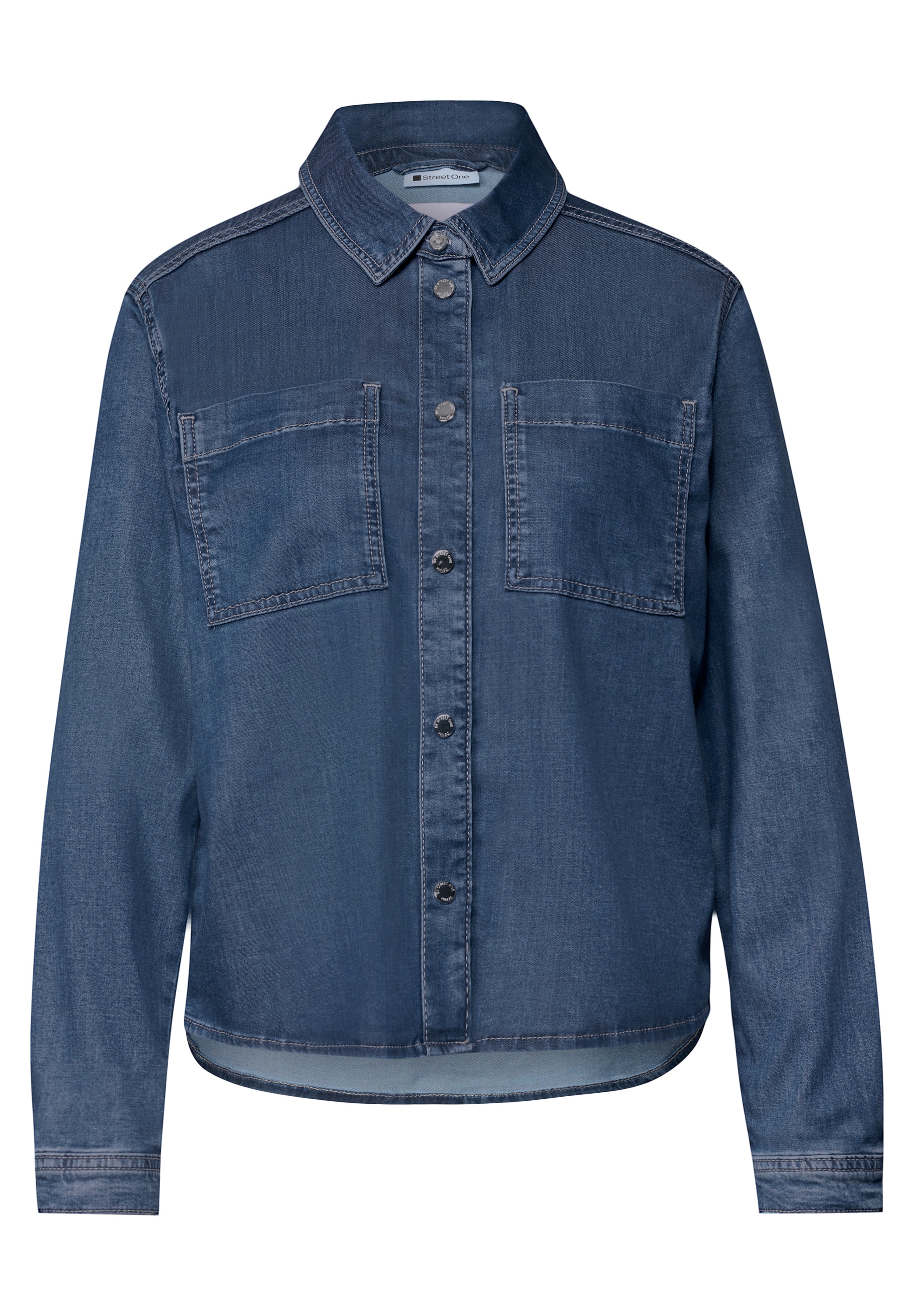 STREET ONE Langarmbluse in Denim-Optik