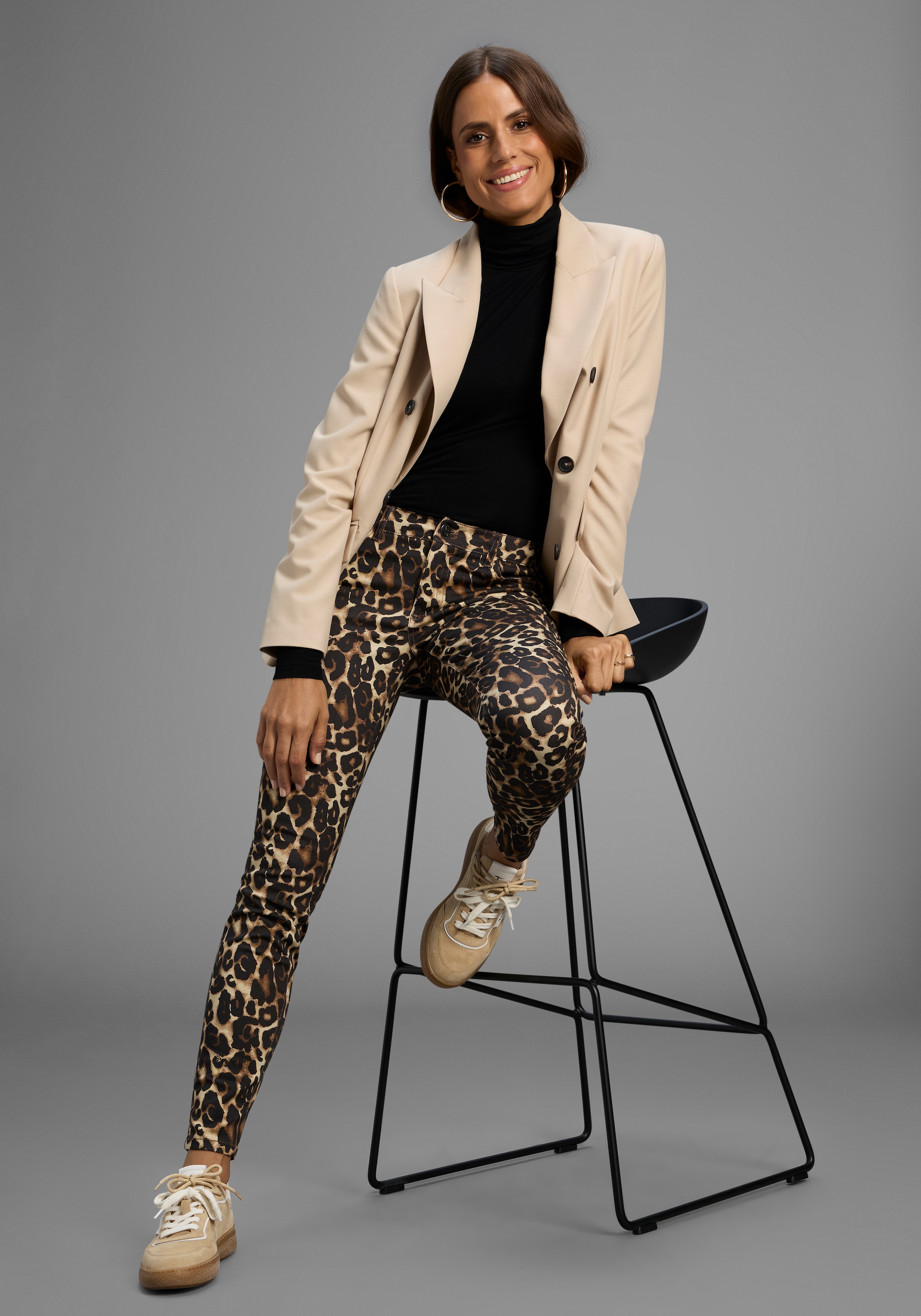 Laura Scott 5-Pocket-Hose, in modischem Leo-Print