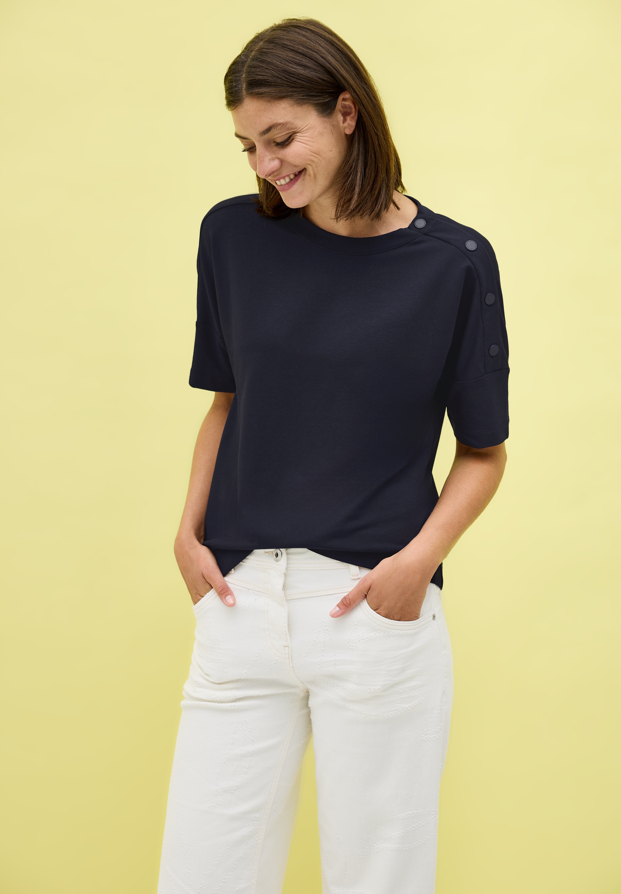 Cecil T-Shirt, mit Knopfdetails günstig online kaufen