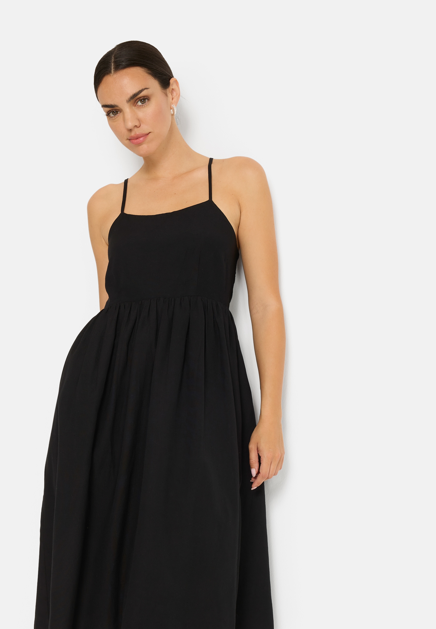 LSCN by LASCANA Midikleid Ohne Taschen mit tiefem Rückenausschnitt, Sommerkleid