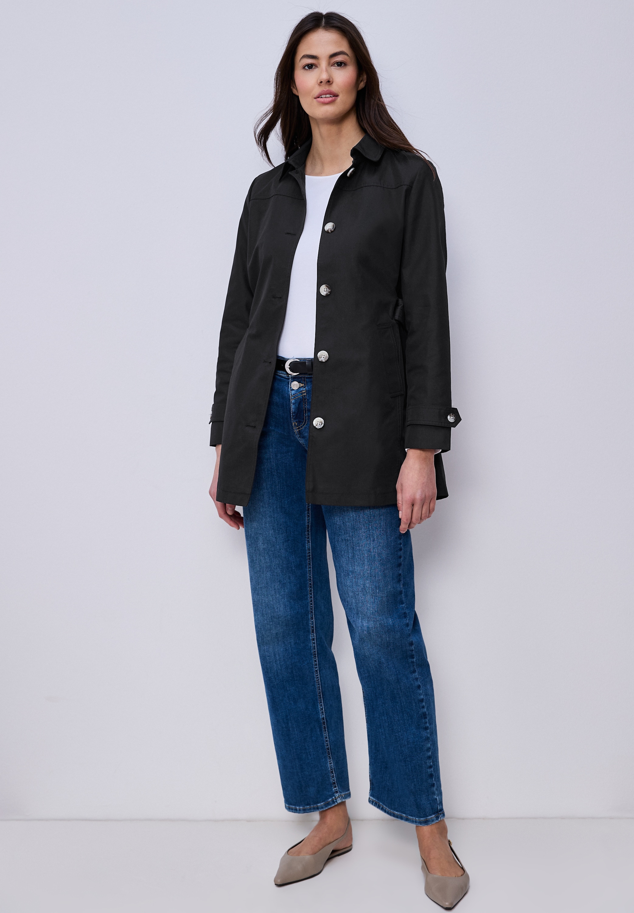 STREET ONE Outdoorjacke ohne Kapuze im soften Baumwoll-Mix