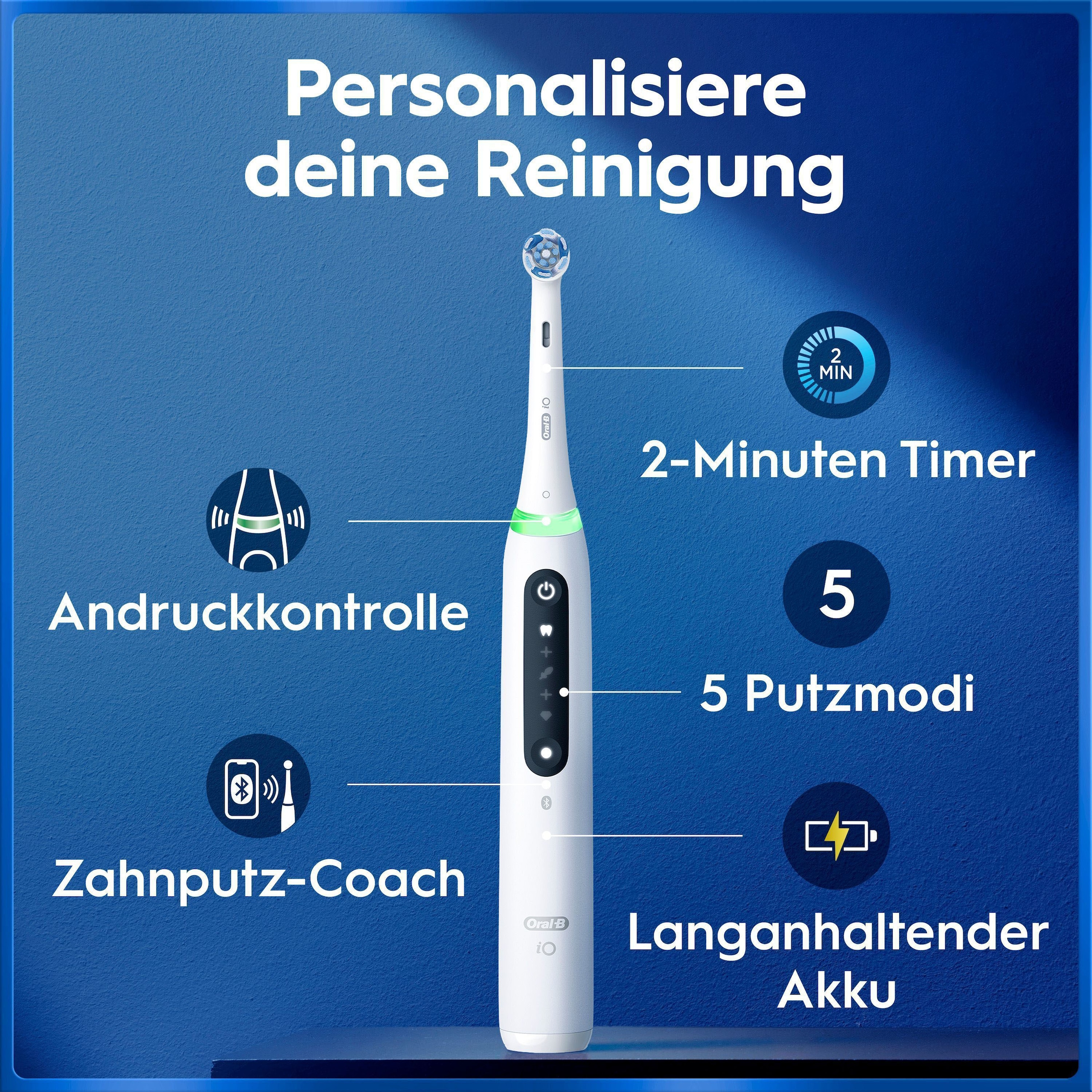 Oral-B Elektrische Zahnbürste »Oral-B iO Series 5« 1 Stk. Aufsteckbürsten Langanhaltender Akku | Reise-Etui | Aufsteckbürstenhalter