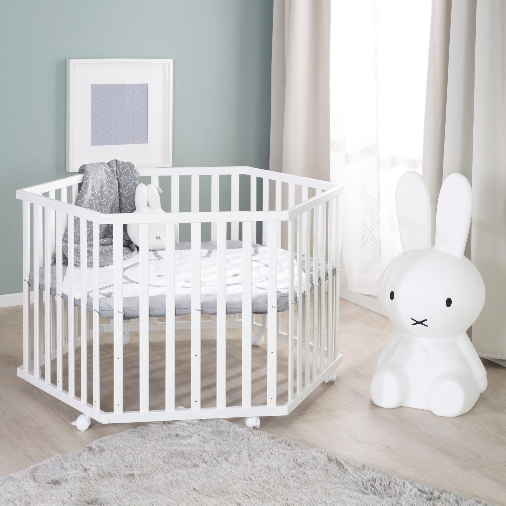 roba Laufgitter "miffy, weiß, 6-eckig" bis 15 kg mit Stoffeinlage günstig online kaufen