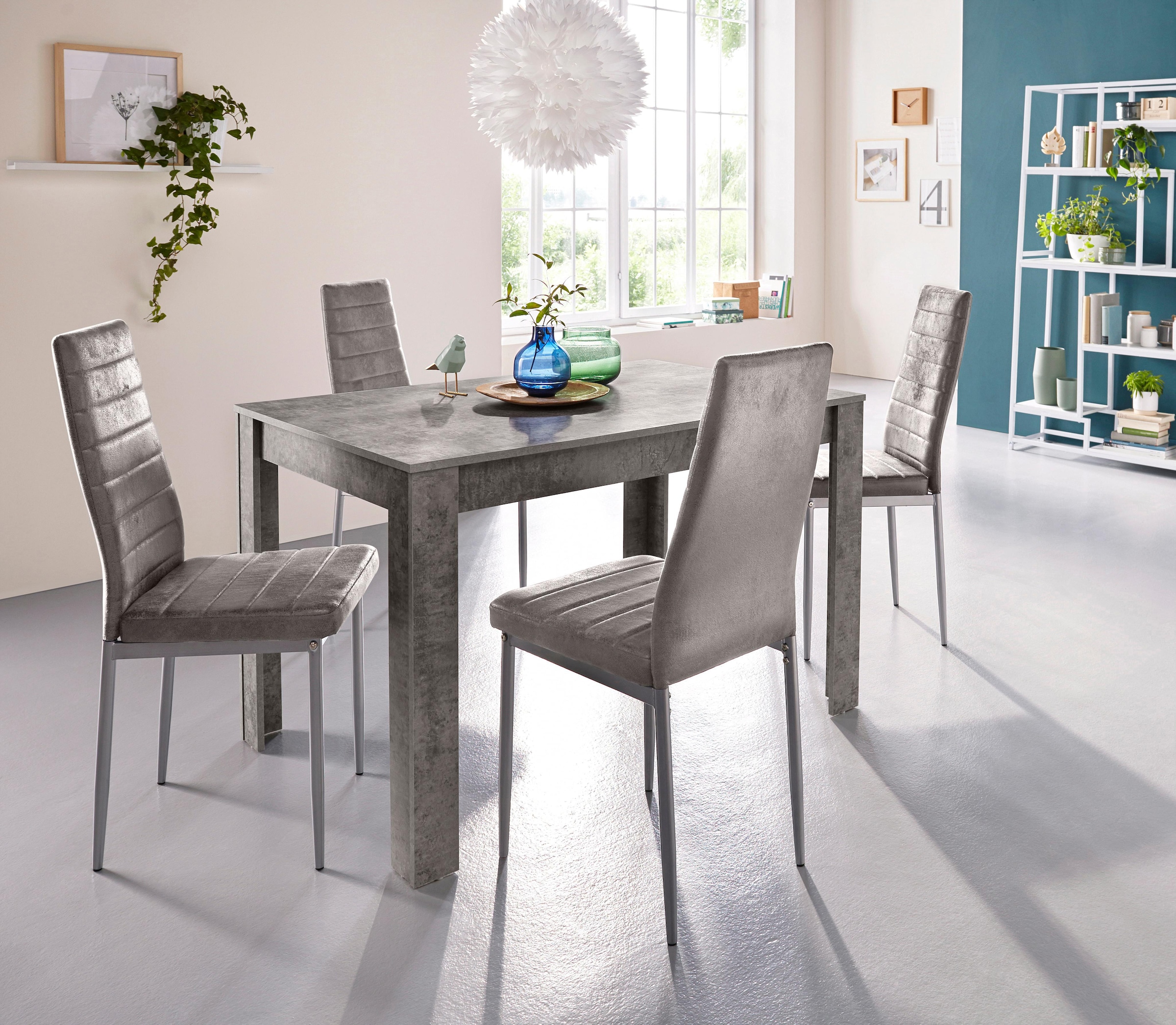 INOSIGN Essgruppe "mit Tisch und 4 Stühlen", (Set, 5 tlg.), Tischbreite 120 cm Esszimmer Set, Tischgruppe