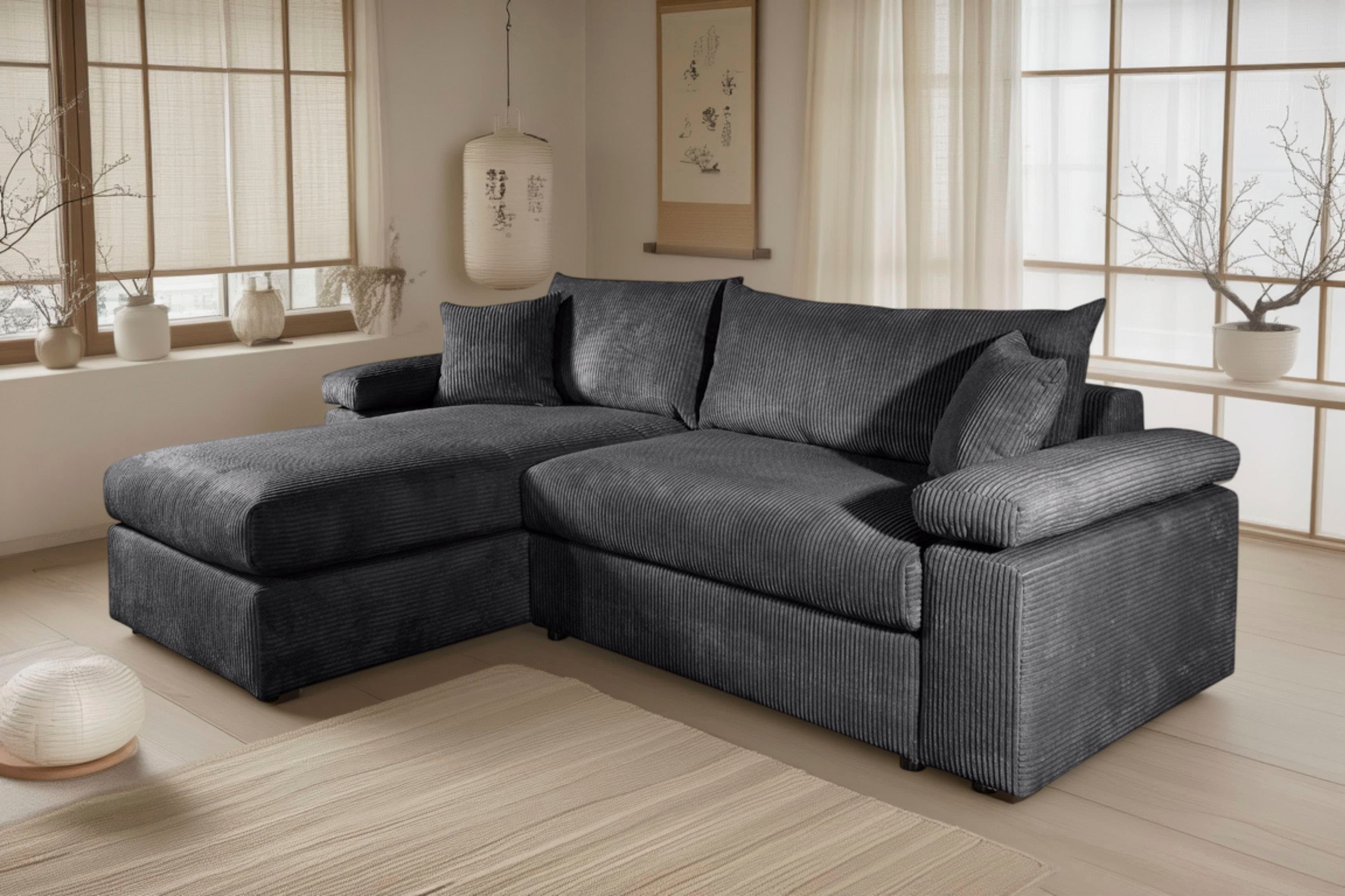 OTTO home "Cosy L-Form, B: 234 cm, Sitzaufbau im Sandwich-Federkern" 2 Zierkissen, Mega-Sofa, Cord oder Struktur weich, Kaltschaumauflage