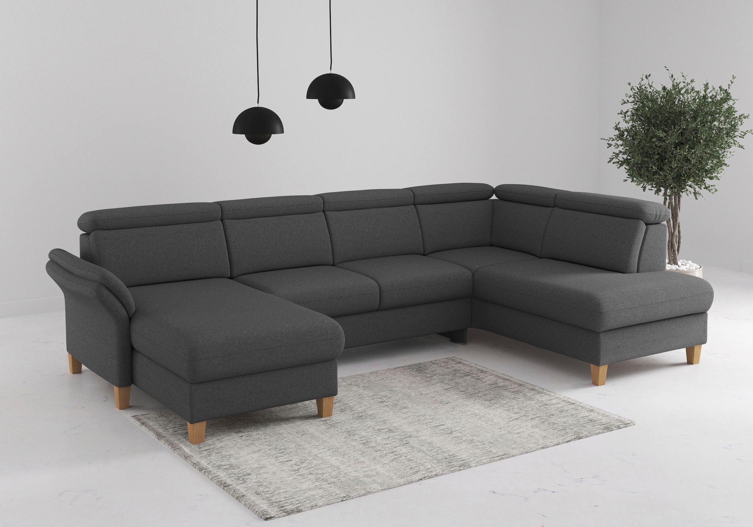 OTTO home Wohnlandschaft "Glendale, U-Form" inkl. Kopfteilverstellung, wahlweise mit Vorziehsitz und Bettkasten
