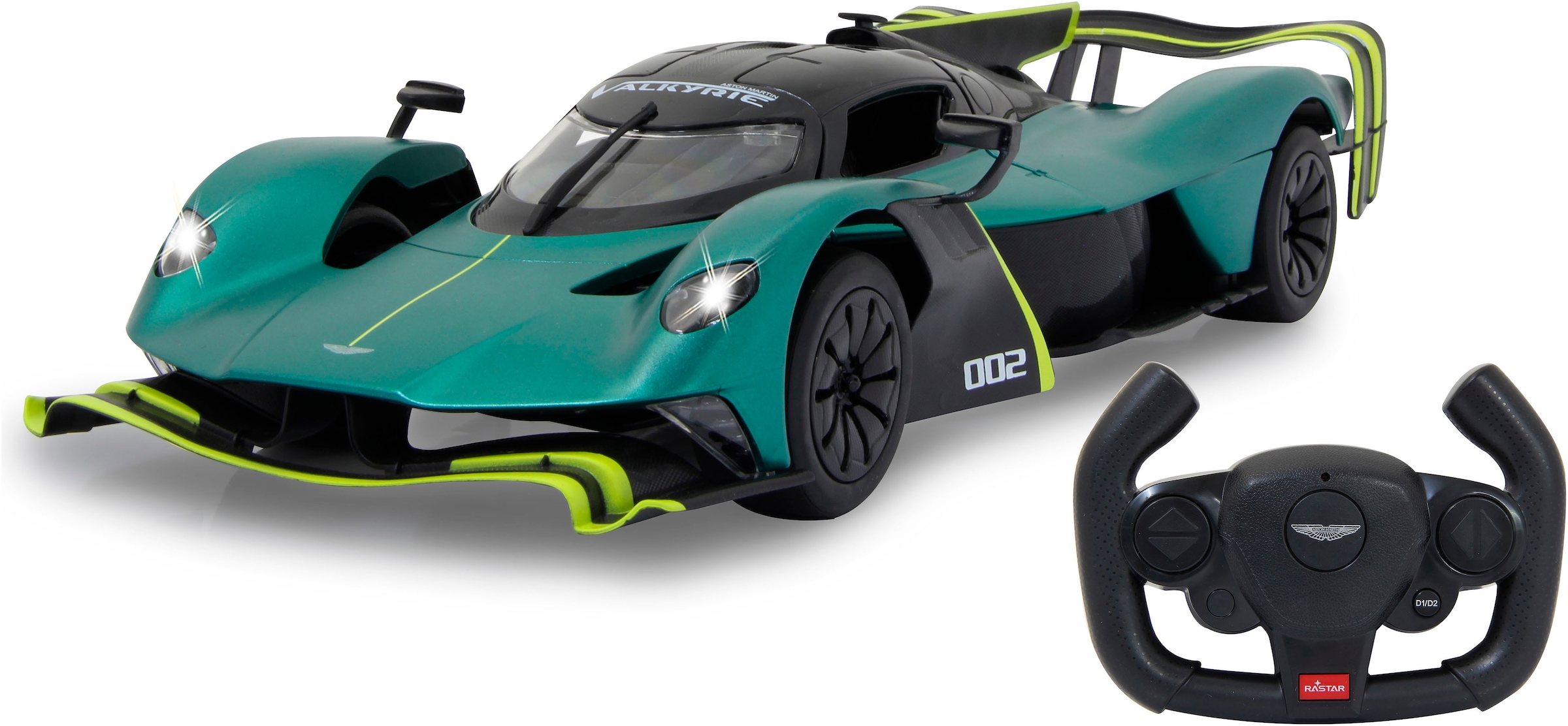Jamara RC-Auto »Aston Martin Valkyrie AMR Pro, dunkelgrün, 2,4GHz, Tür manuell«, mit LED Beleuchtung