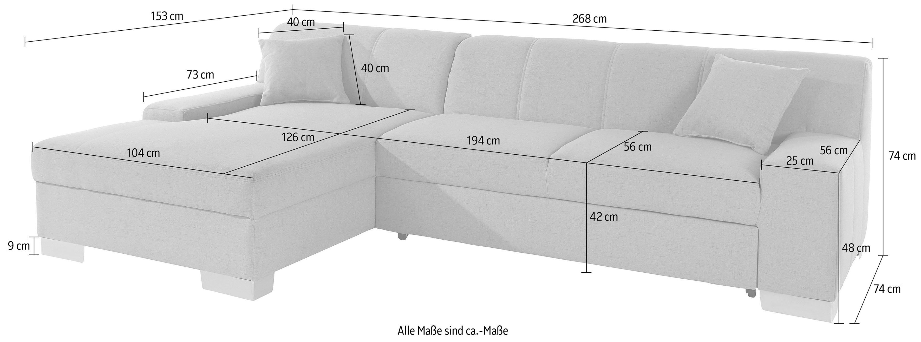 Thumbnail - DOMO collection Ecksofa "Bero, elegant und zeitlos, flache Armlehnen, L-Form", fester Sitzkomfort, wahlweise mit Bettfun...