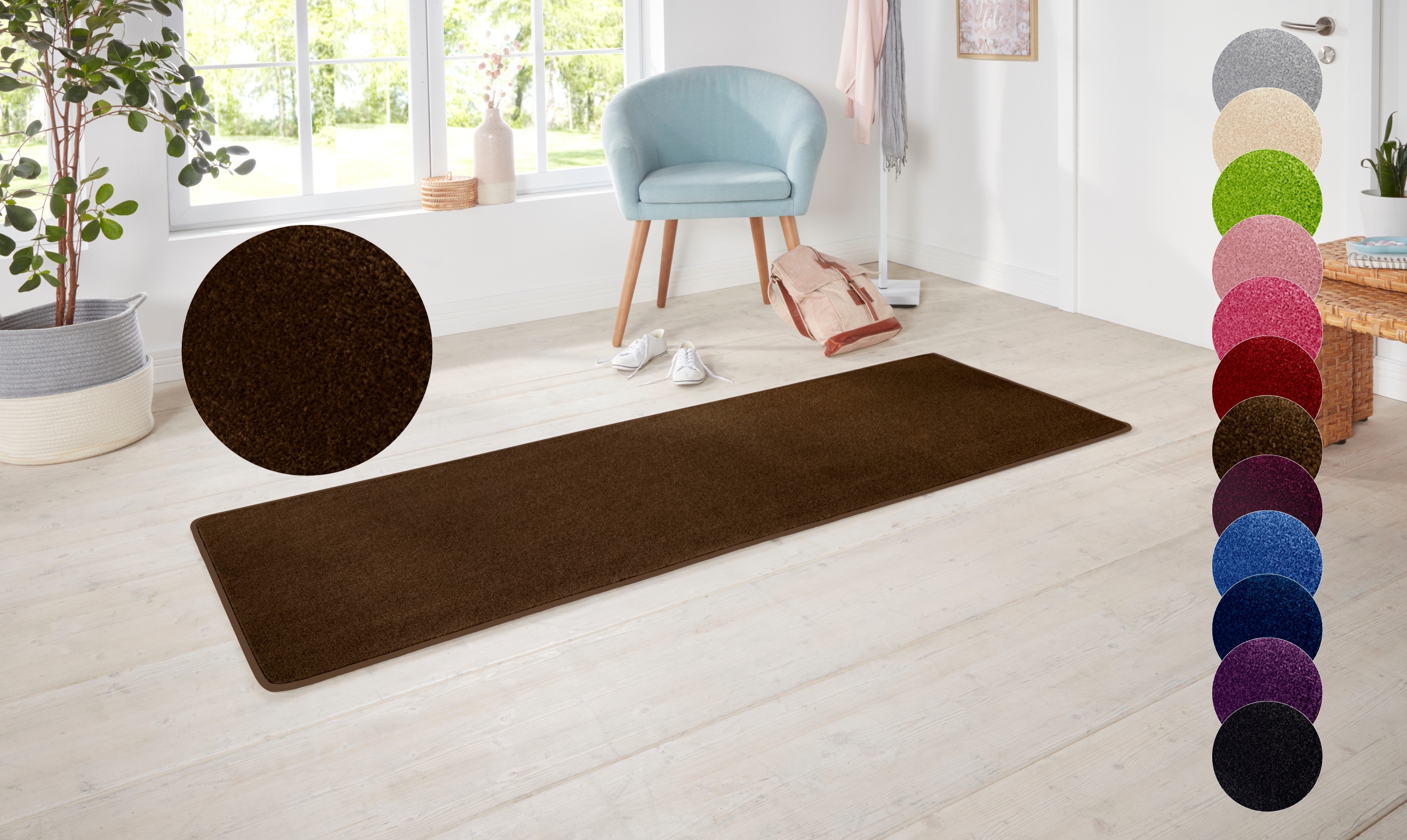 HANSE Home 1100000002199 "Shashi" rechteckig 8,5 mm Höhe Kurzflor, Unifarben, Läufer, weich, Esszimmer, Kinderzimmer, Flur
