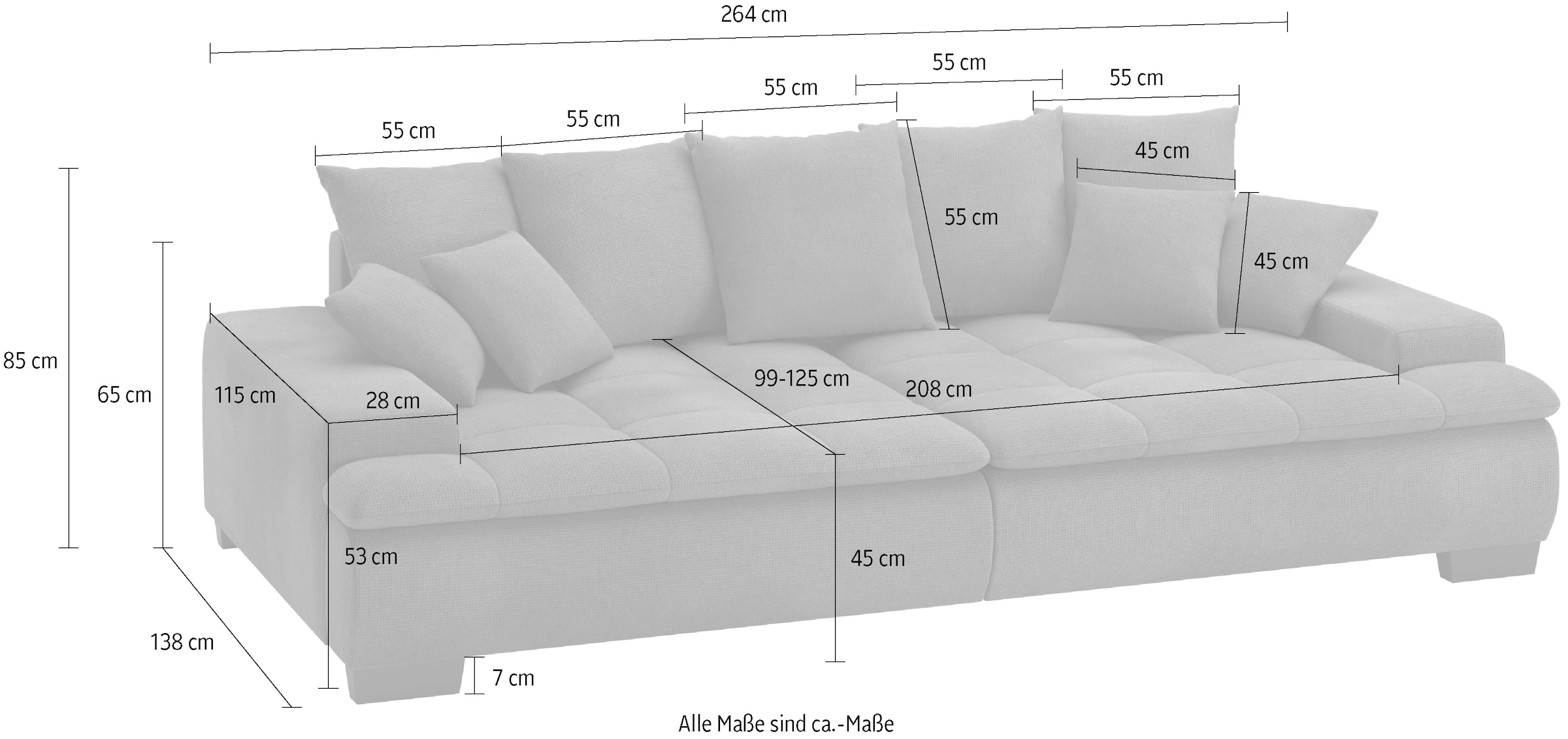 Mr. Couch Big-Sofa »Haiti II«, Wahlweise mit Kaltschaum - bis 140 kg belastbar