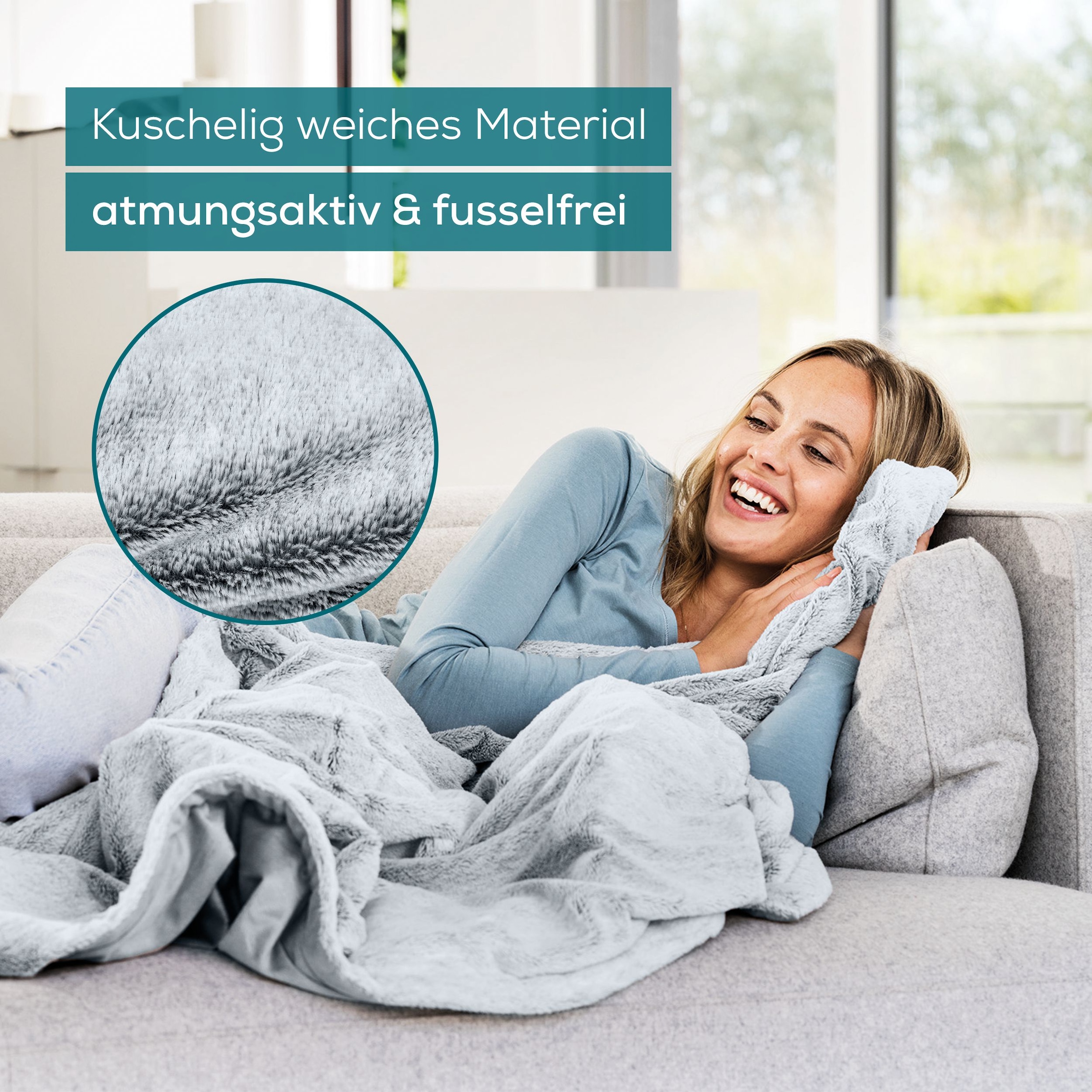 BEURER Heizdecke »HD 75 Nordic Grey Green Planet, aus recycelten Materialien« kuschelige Wärmedecke in Kunstfelloptik, mit 6 Temperaturstufen