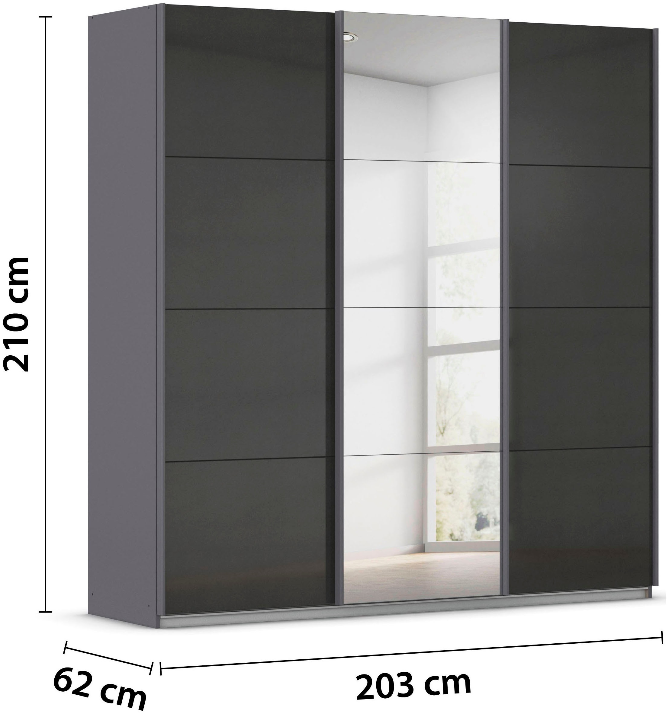 rauch Schwebetürenschrank »Kleiderschrank Schrank Garderobe AGORDO«, (in zwei Griff-Farben), Top Innenausstattung, in 4 Breiten und 2 Höhen MADE IN GERMANY