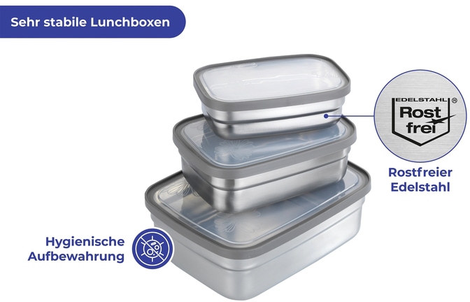 Maximex Lunchbox, (Set, 3 tlg.), Edelstahl