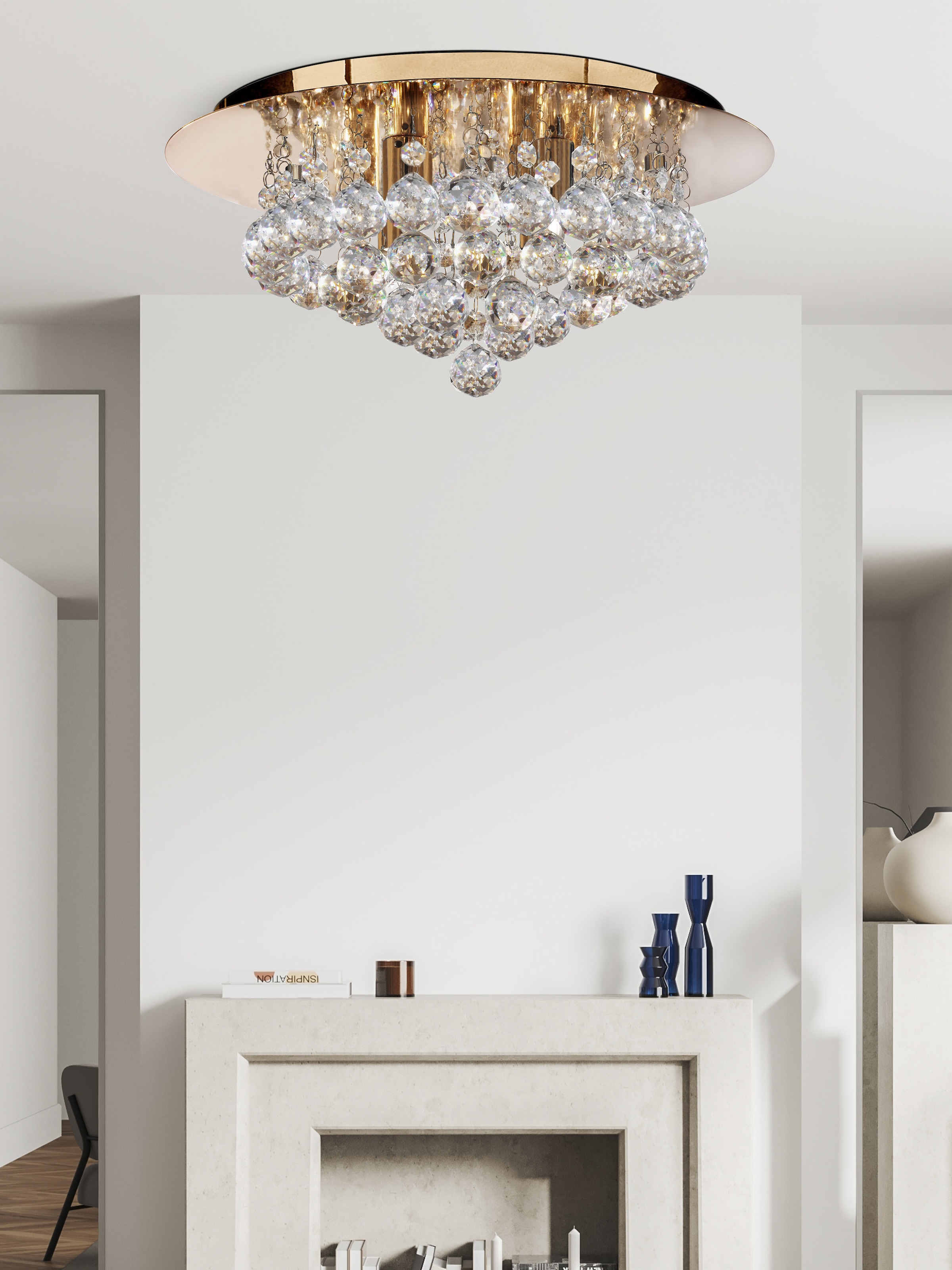 Searchlight Deckenleuchte »Hanna 4Lt Flush - Gold Metal & Clear Crystal« G9 1 Stk.