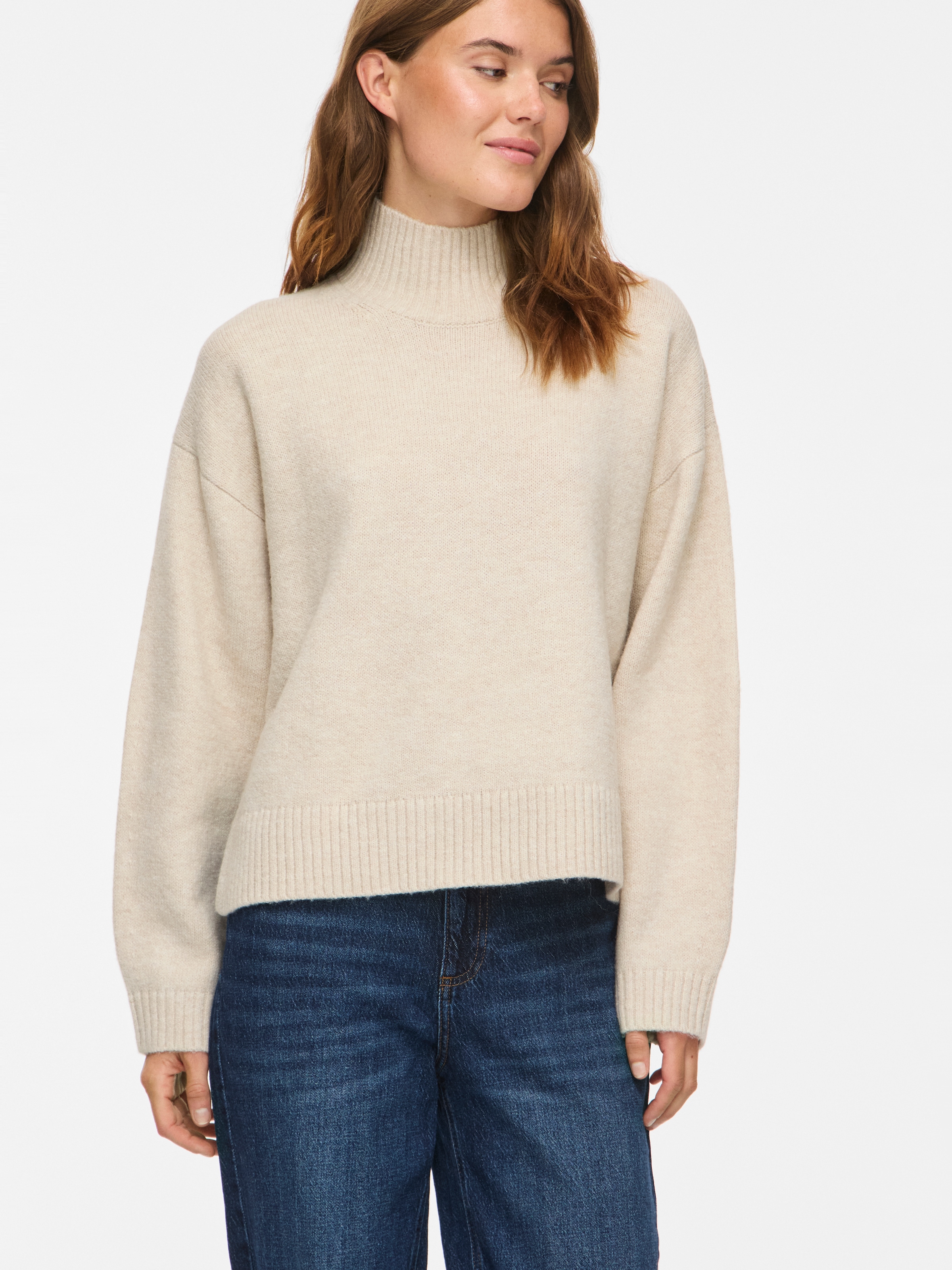 Vila Strickpullover »VISIA L/S HIGH NECK KNIT PULLOVER-NOOS« Materialmix, oversize