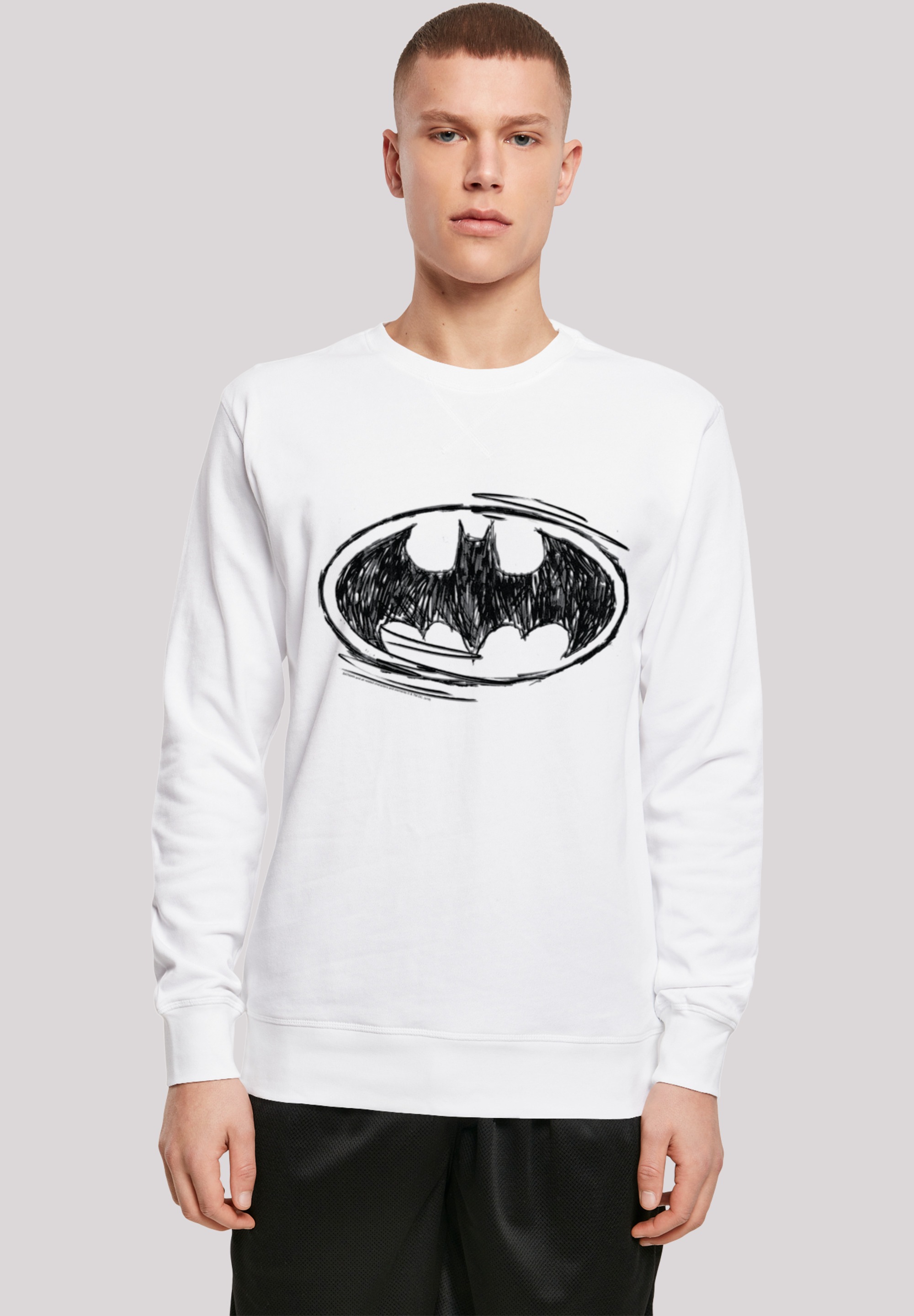 F4NT4STIC Rundhalspullover »F4NT4STIC Herren Batman Sketch Logo with Light Crew sweatshirt«, (1 tlg.)