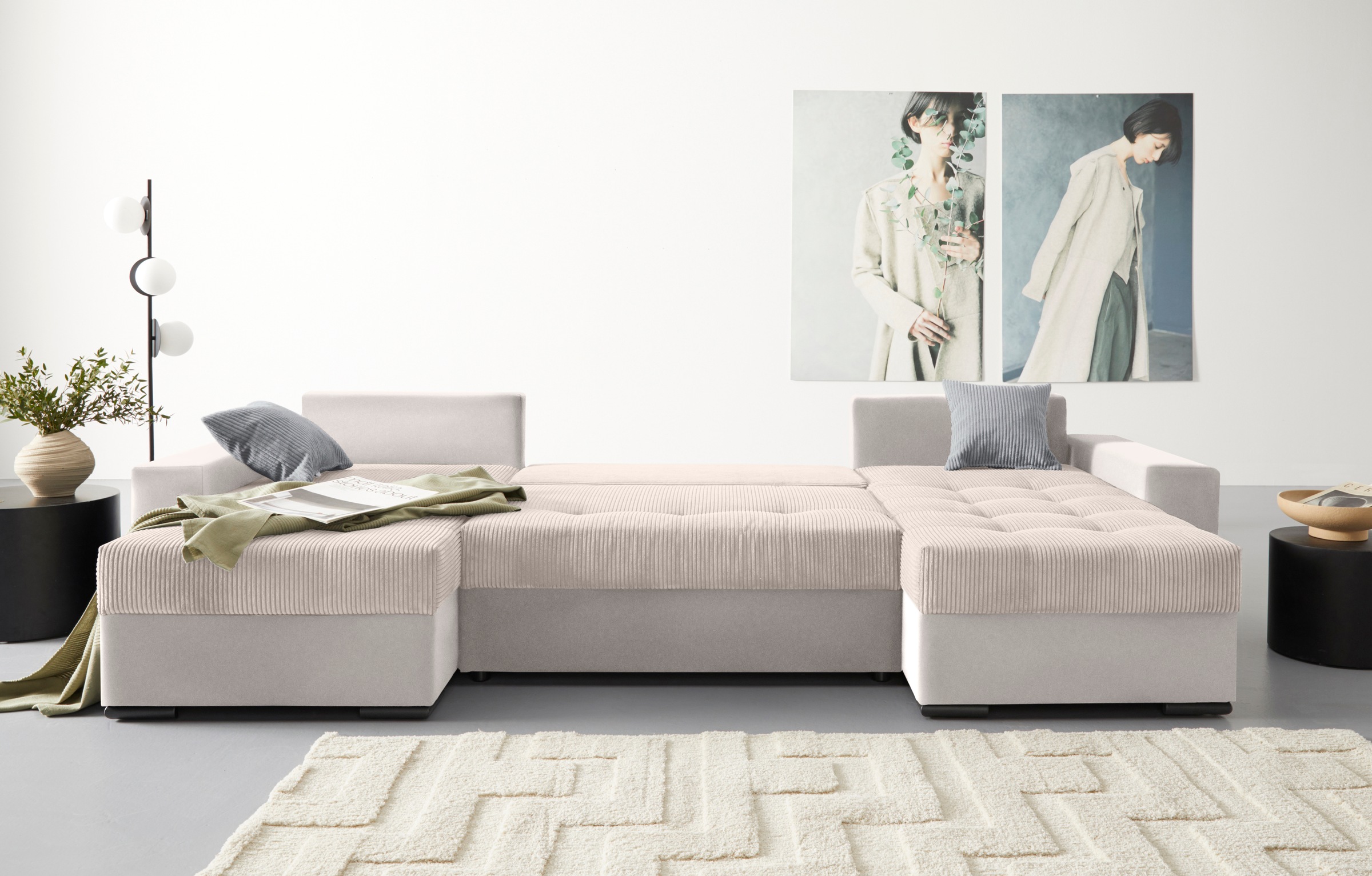 Thumbnail - COLLECTION AB Wohnlandschaft "Josy XL U-Form, B: 313 cm in Cord, Cord-Mix" inkl. Bettfunktion, Bettkasten, mit 4 gleich ...