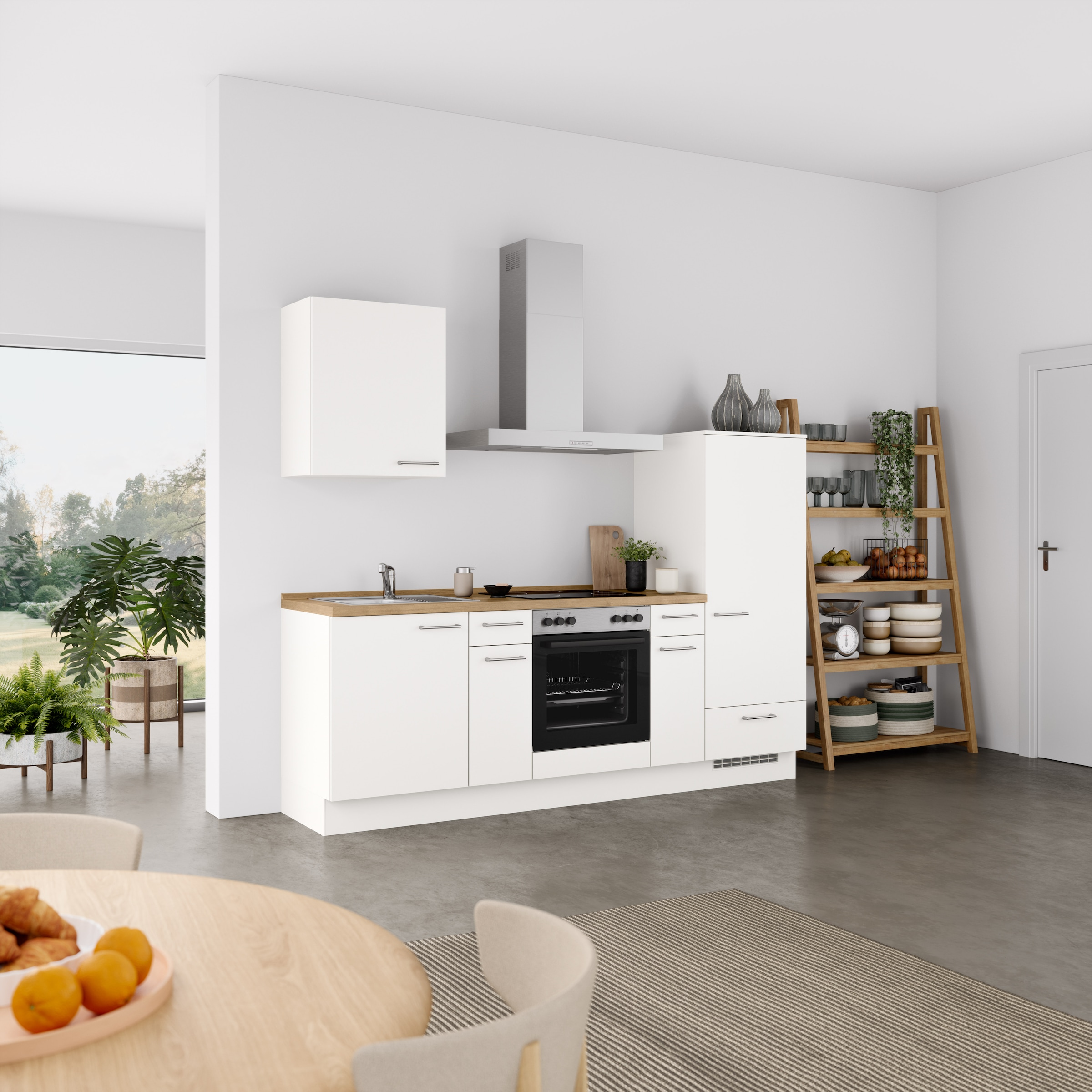 nobilia® Küchenzeile »"Laser I", Ausrichtung wählbar, Breite 240 cm« vormontiert, wahlw. mit unterschiedlichen E-Geräten-Sets