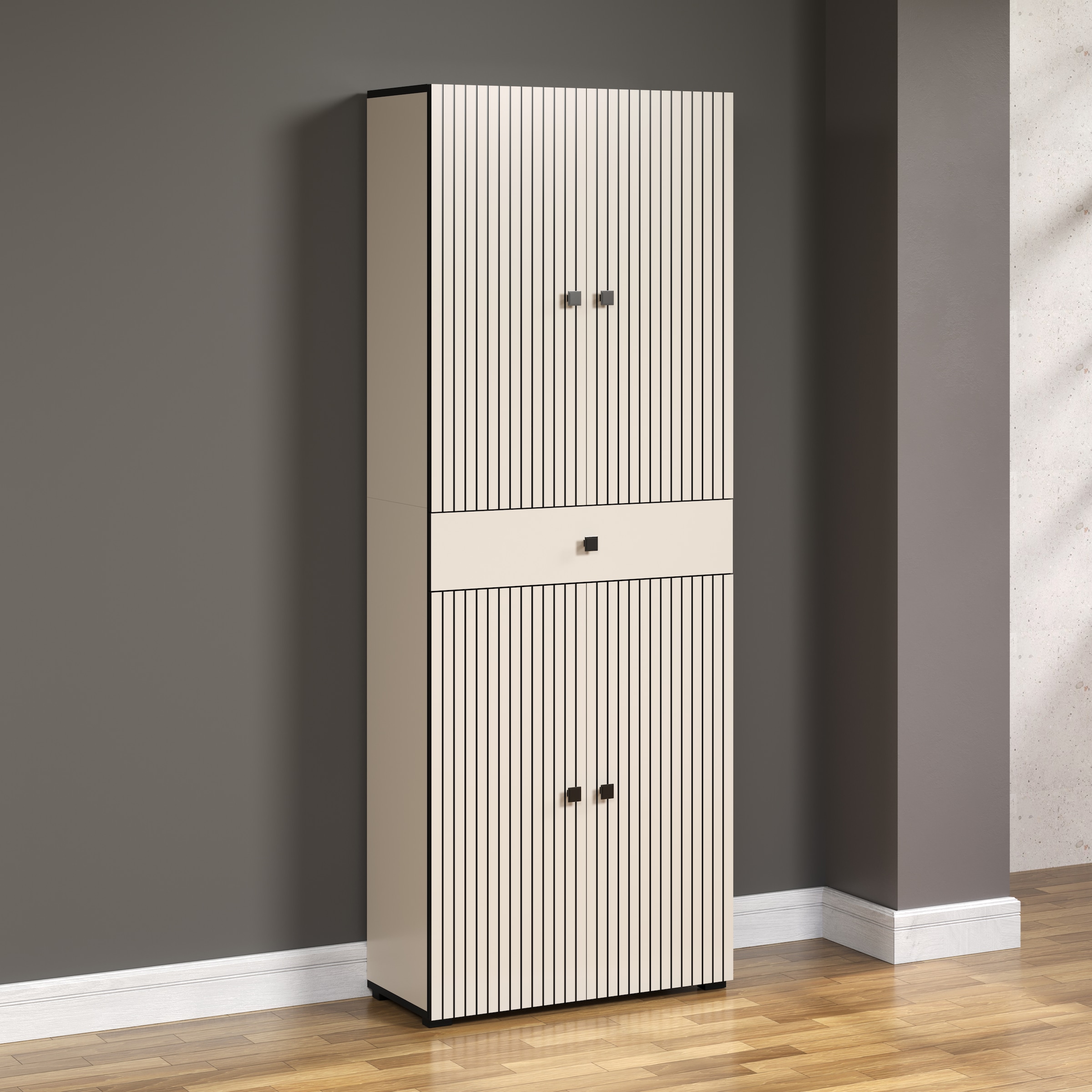 welltime Hochschrank »Amrum«, (1 St.), Breite 40cm, geräumiger Hochschrank Eiche Rillenoptik Badschrank