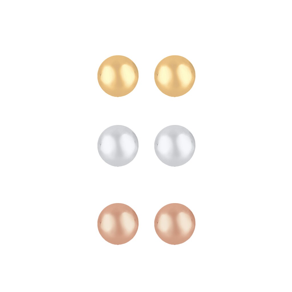 Elli Ohrring-Set »3er Set Kreis Tricolor Geo Trend Silber vergoldet«